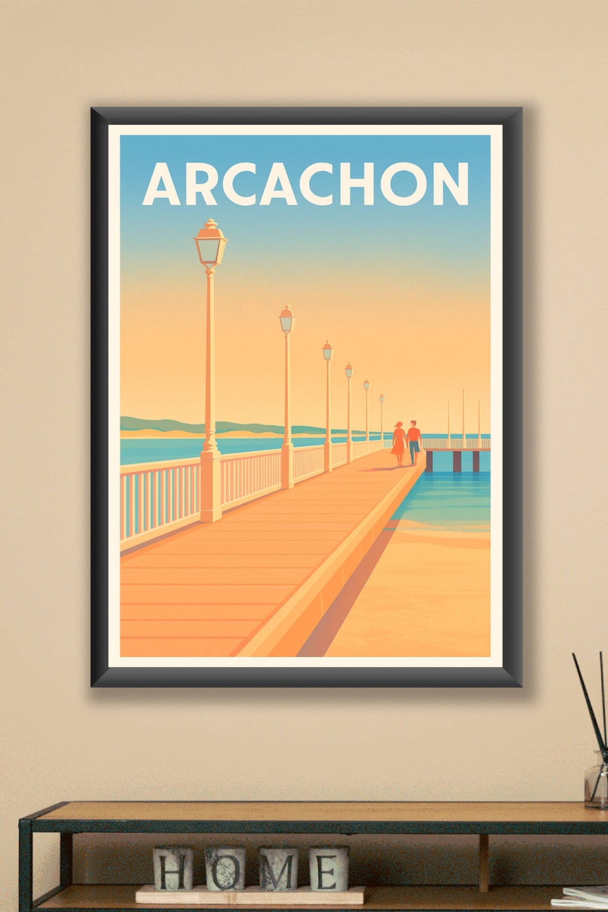 Affiche Arcachon — Promenade au bord de l'eau · poster d'art de Arcachon