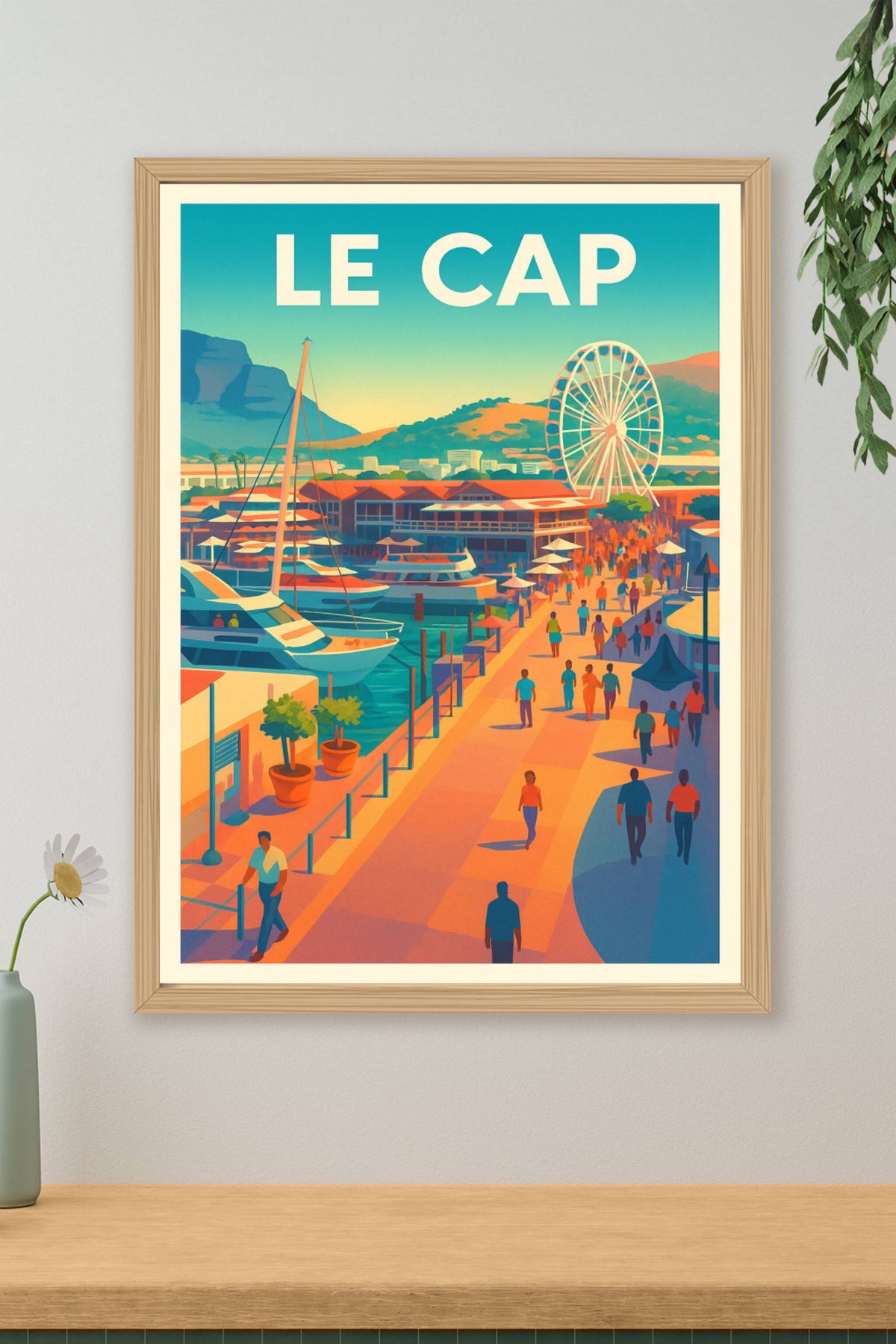Affiche Le Cap — Promenade animée au bord du port · poster d'art de Le Cap