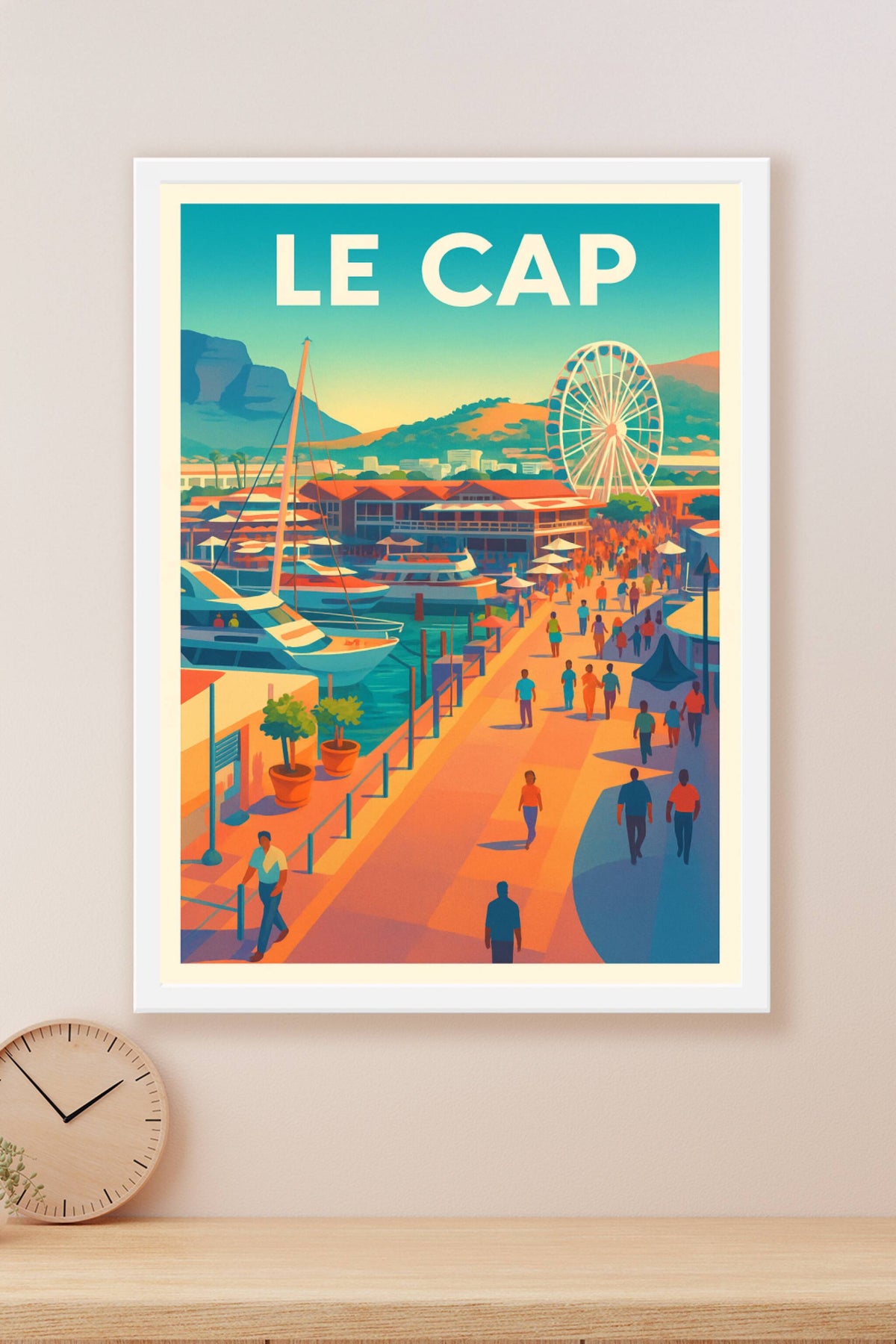 Affiche Le Cap — Promenade animée au bord du port · poster d'art de Le Cap