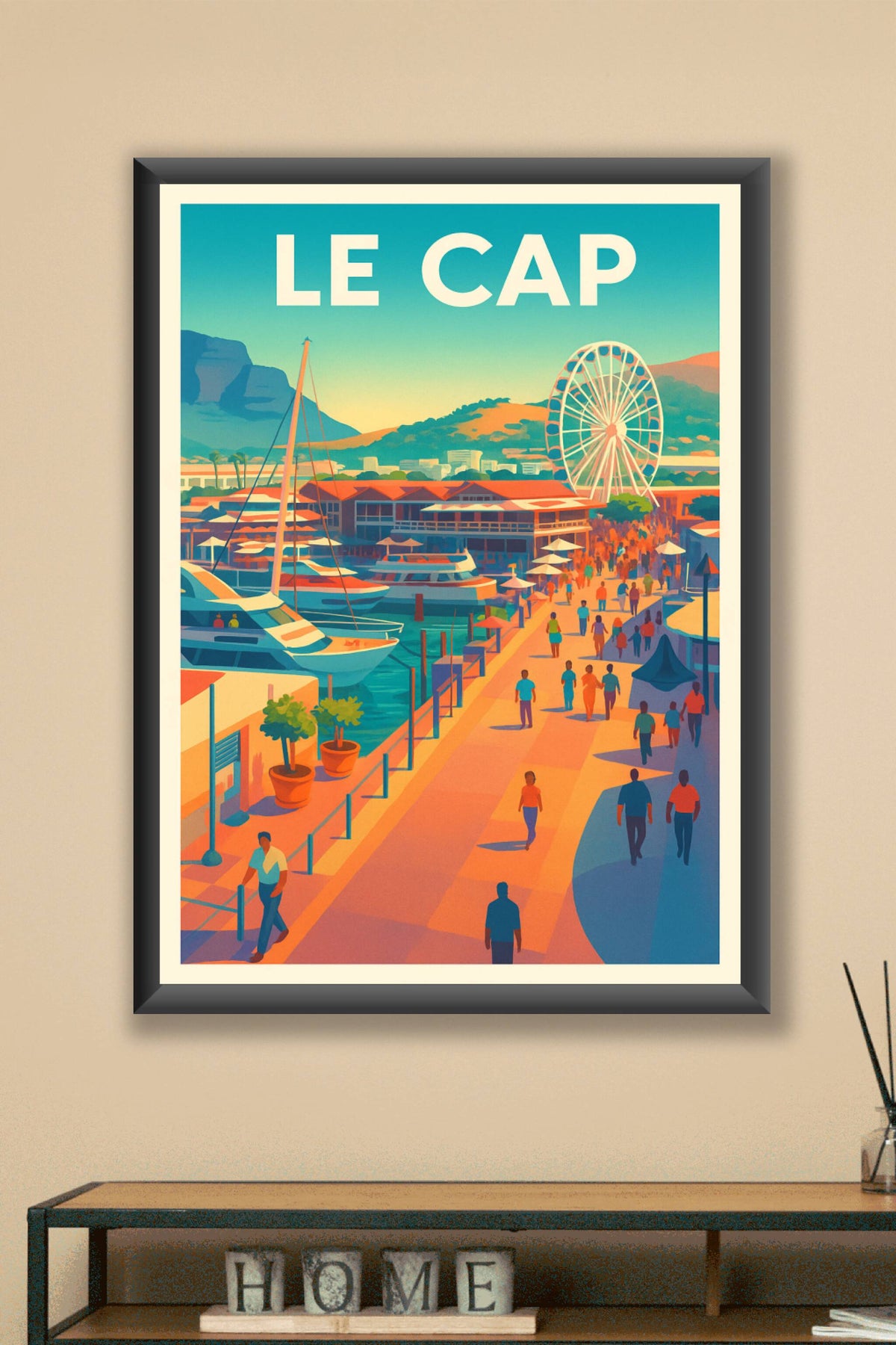 Affiche Le Cap — Promenade animée au bord du port · poster d'art de Le Cap
