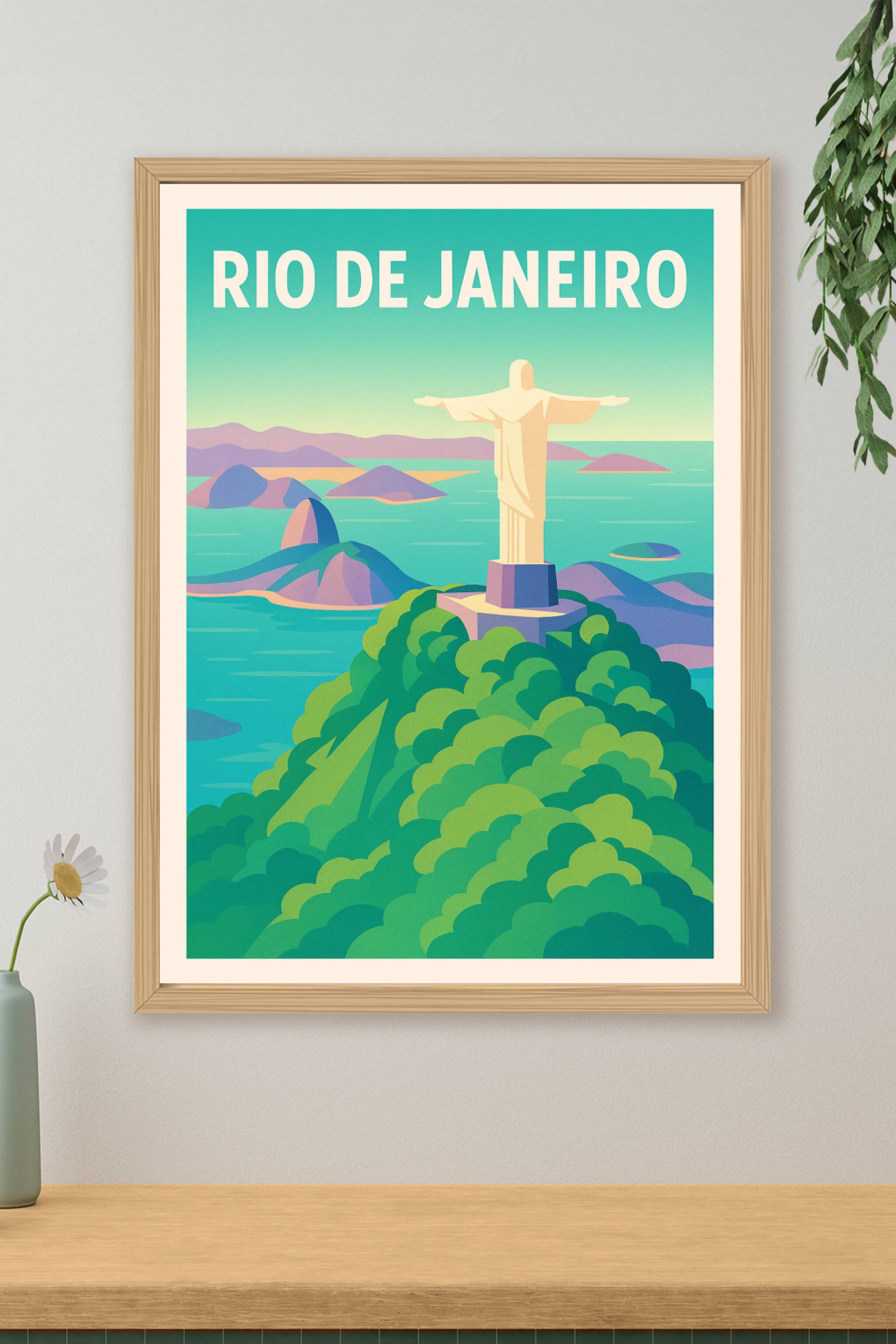 Affiche de Rio de Janeiro - L’icône du Brésil en couleurs vintage