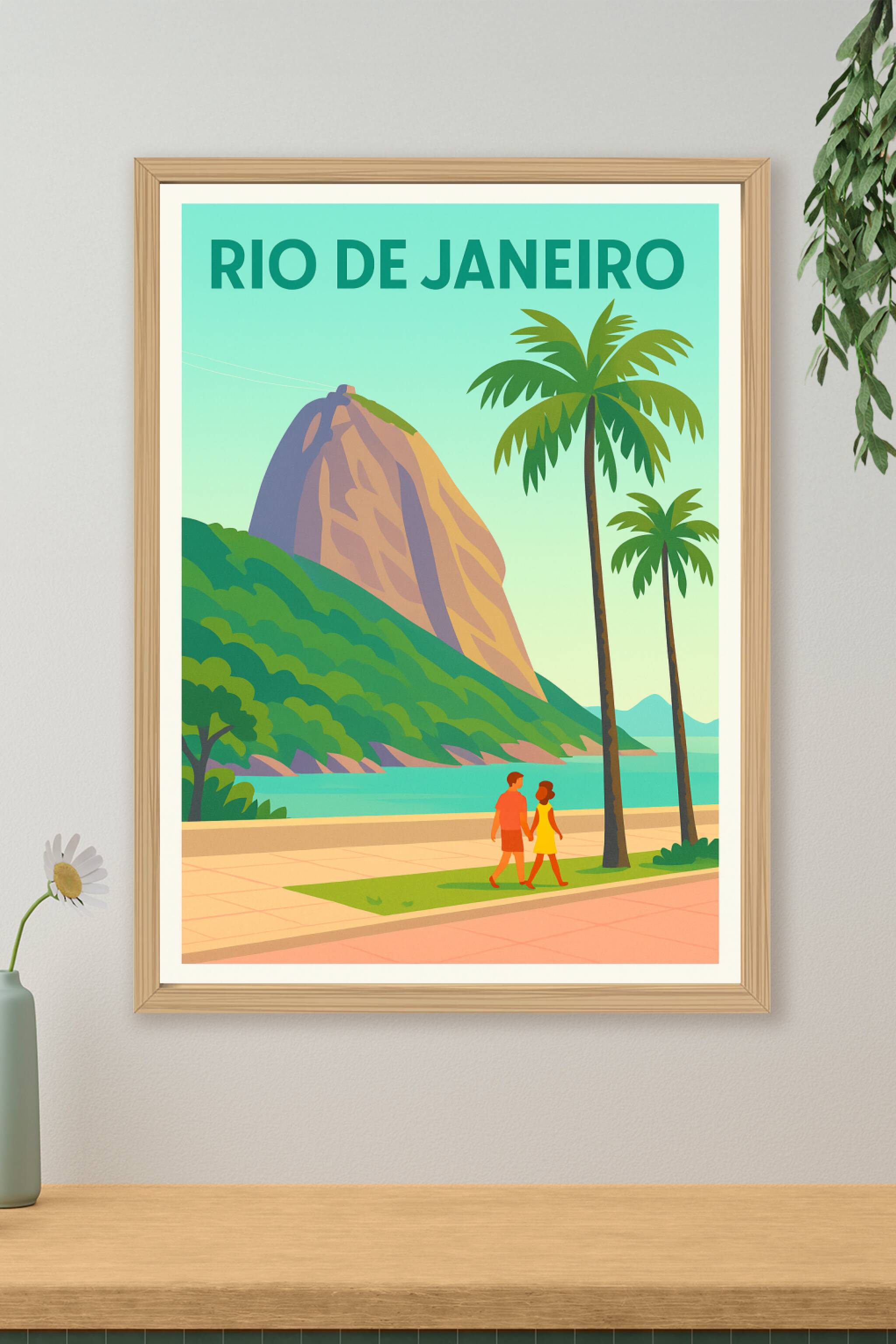 Affiche de Rio de Janeiro - Promenade ensoleillée au bord de l'eau