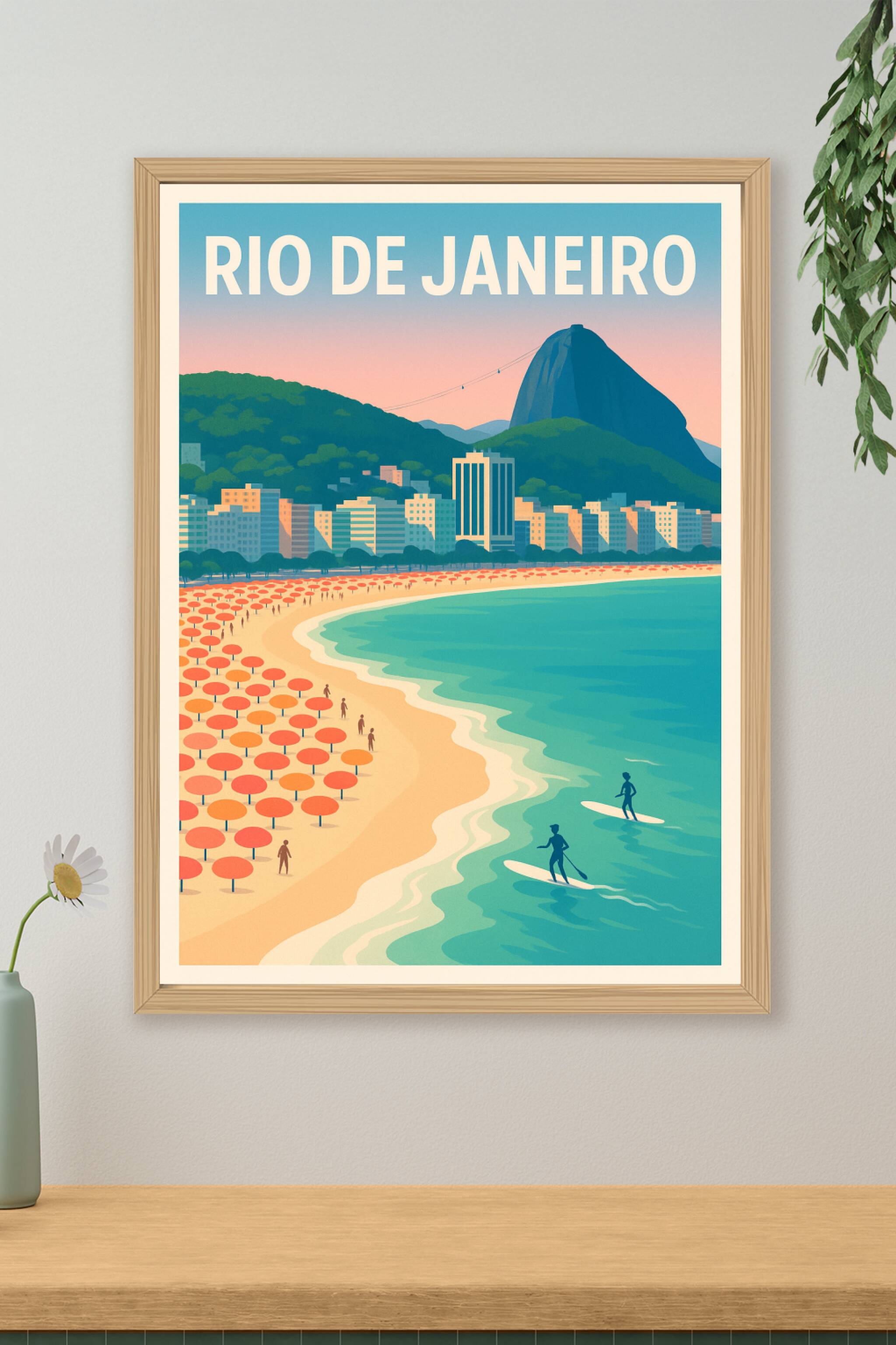 Affiche de Rio de Janeiro - L'essence vibrante de la plage et du Morro Dois Irmãos