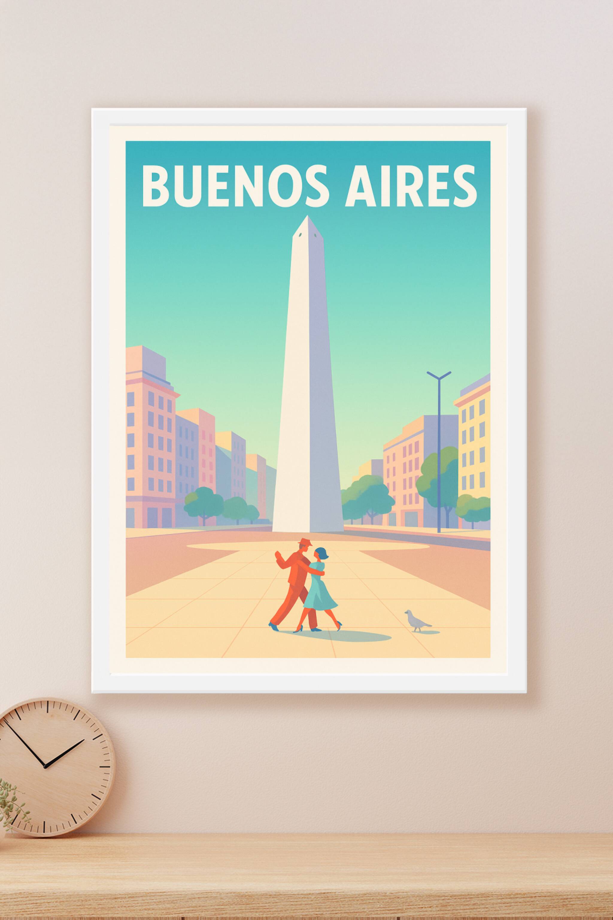 Affiche Buenos Aires — La romance du Tango au pied de l'Obélisque · poster d'art de Buenos Aires