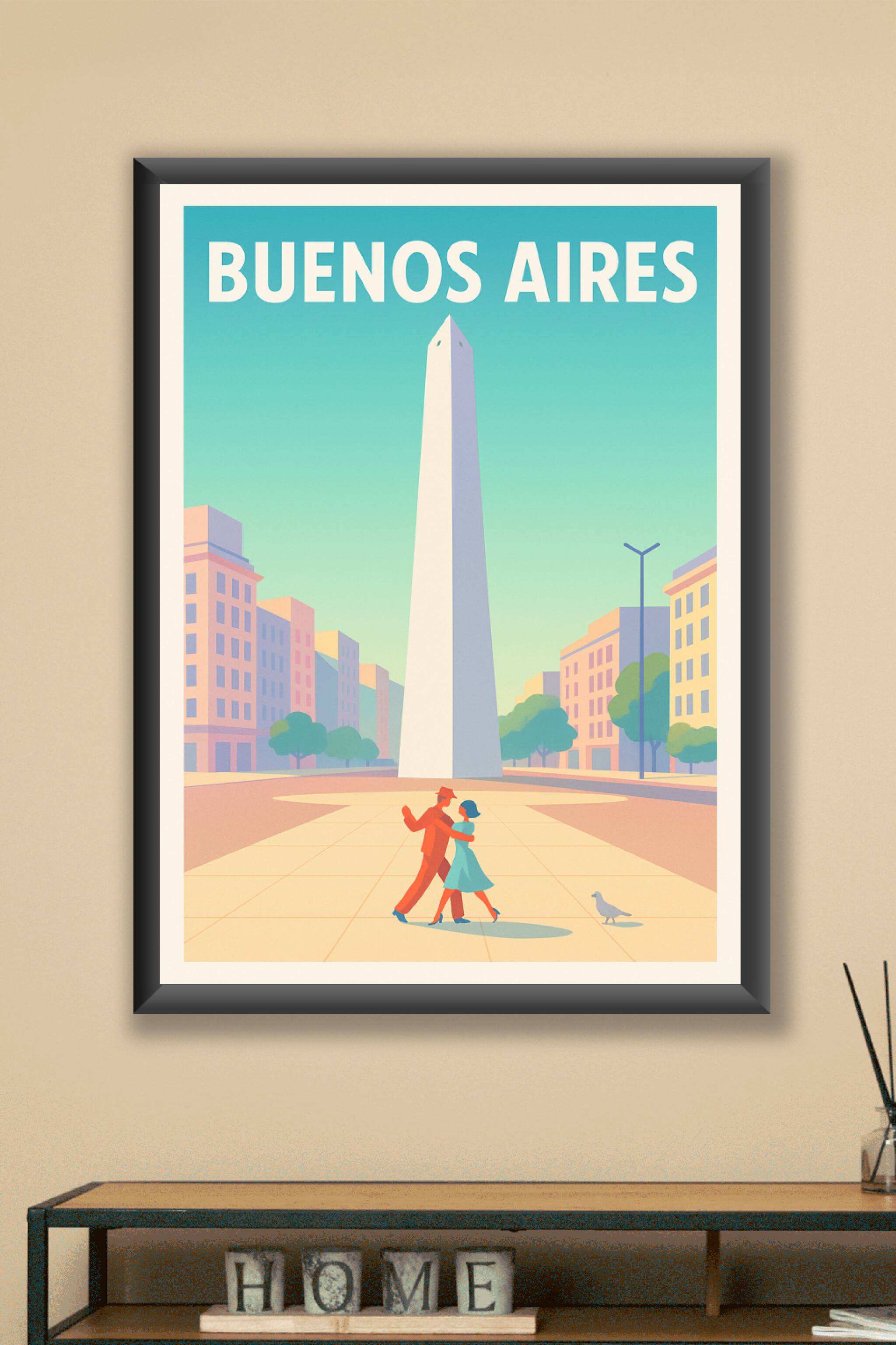Affiche Buenos Aires — La romance du Tango au pied de l'Obélisque · poster d'art de Buenos Aires