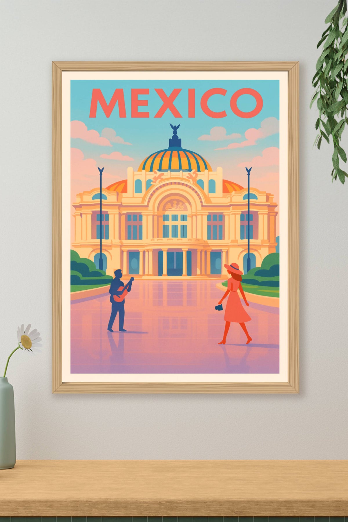 Affiche Mexico — Charme et musique sous le ciel d'azur · poster d'art de Mexico