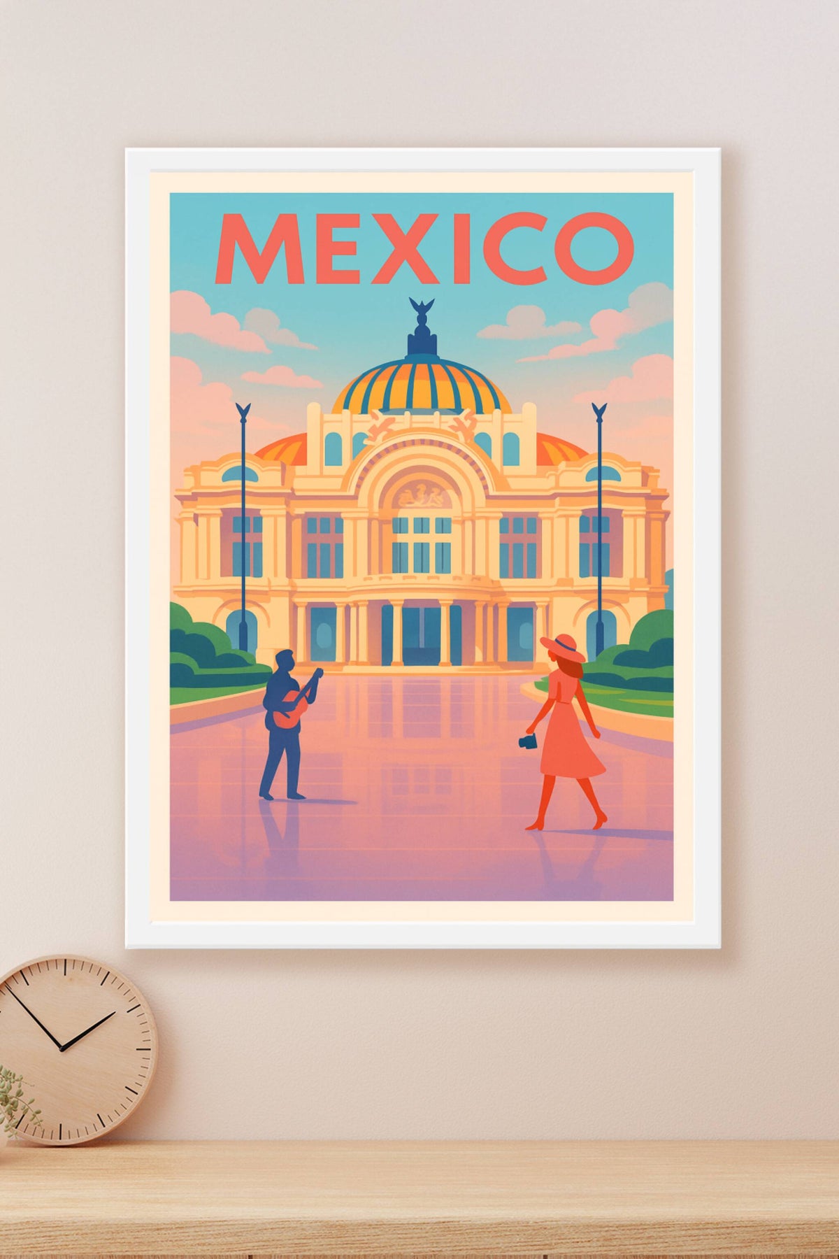 Affiche Mexico — Charme et musique sous le ciel d'azur · poster d'art de Mexico