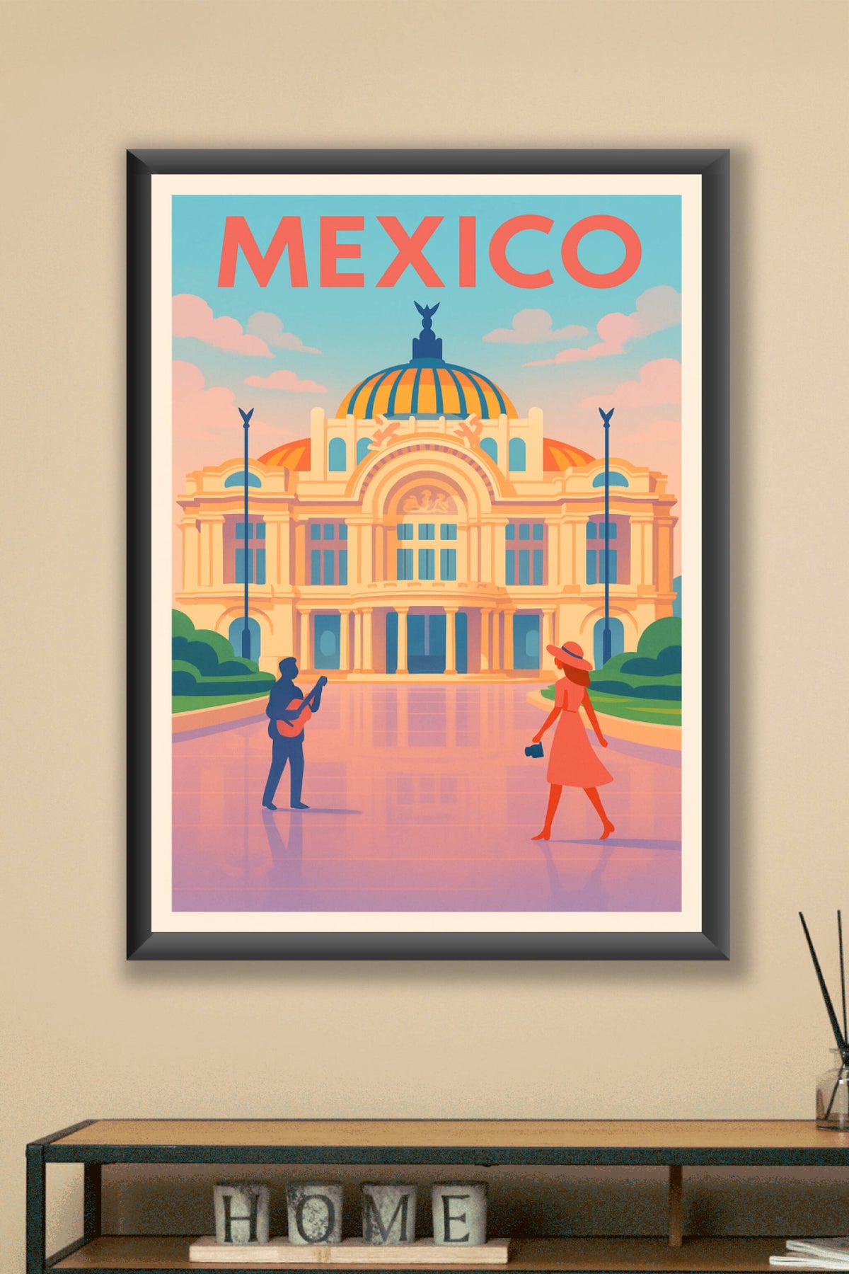 Affiche Mexico — Charme et musique sous le ciel d'azur · poster d'art de Mexico