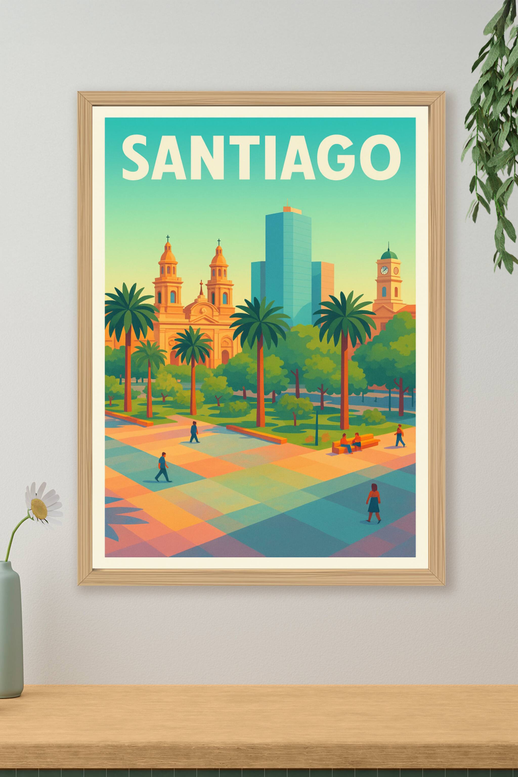 Affiche de Santiago - Charme urbain et nature en harmonie