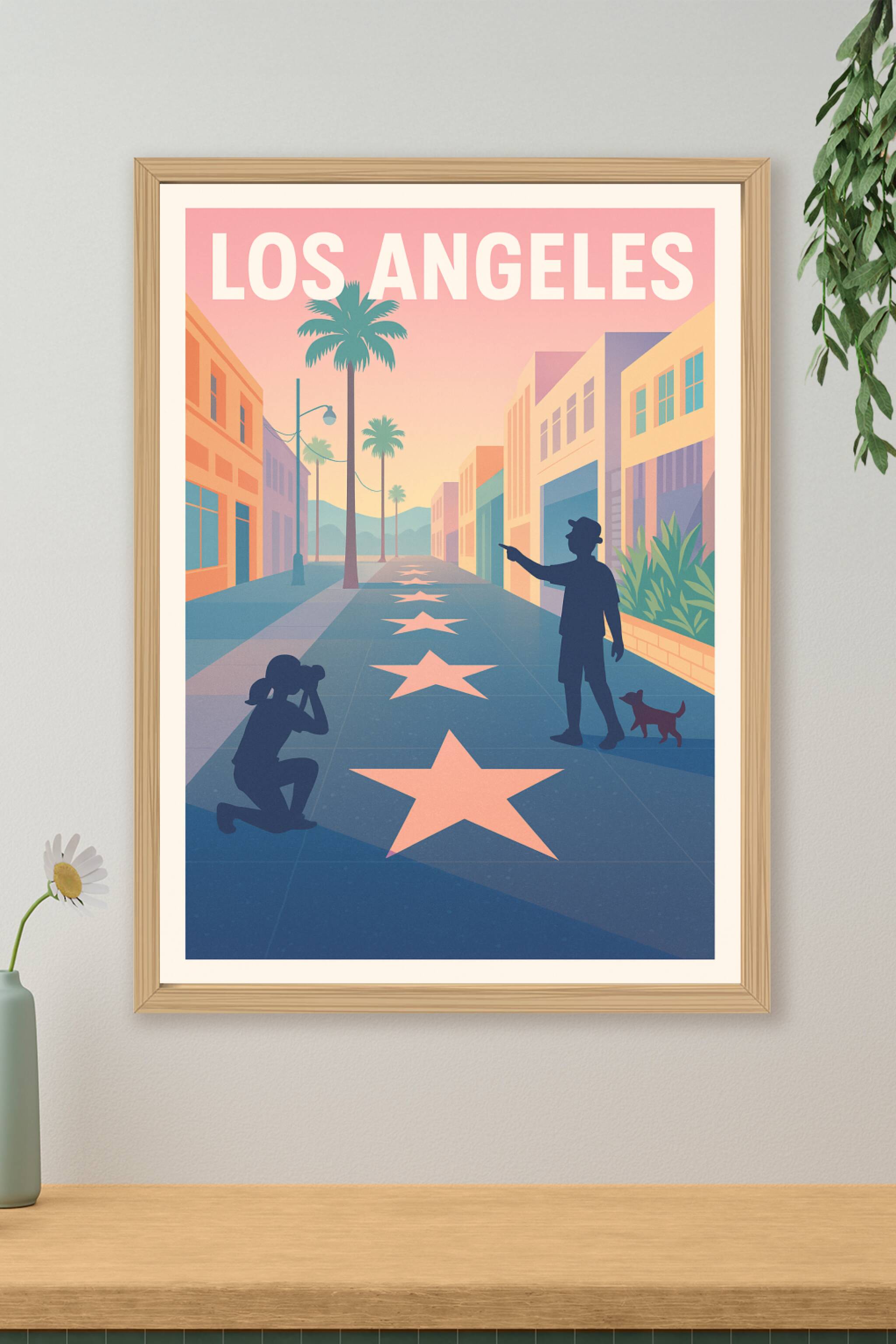 Affiche de Los Angeles - Promenade sur le Walk of Fame au coucher du soleil