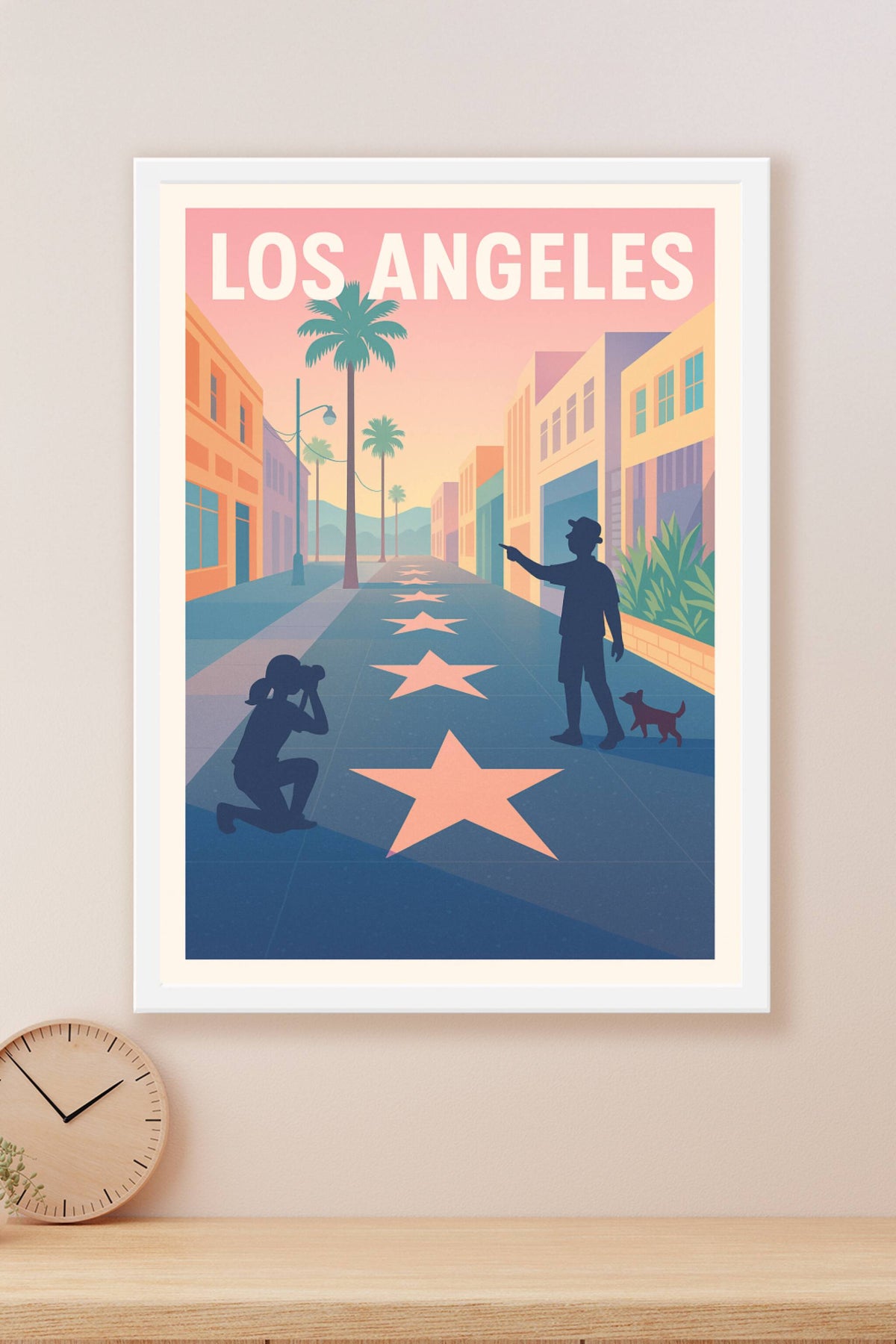 Affiche Los Angeles — Promenade sur le Walk of Fame au coucher du soleil · poster d'art de Los Angeles