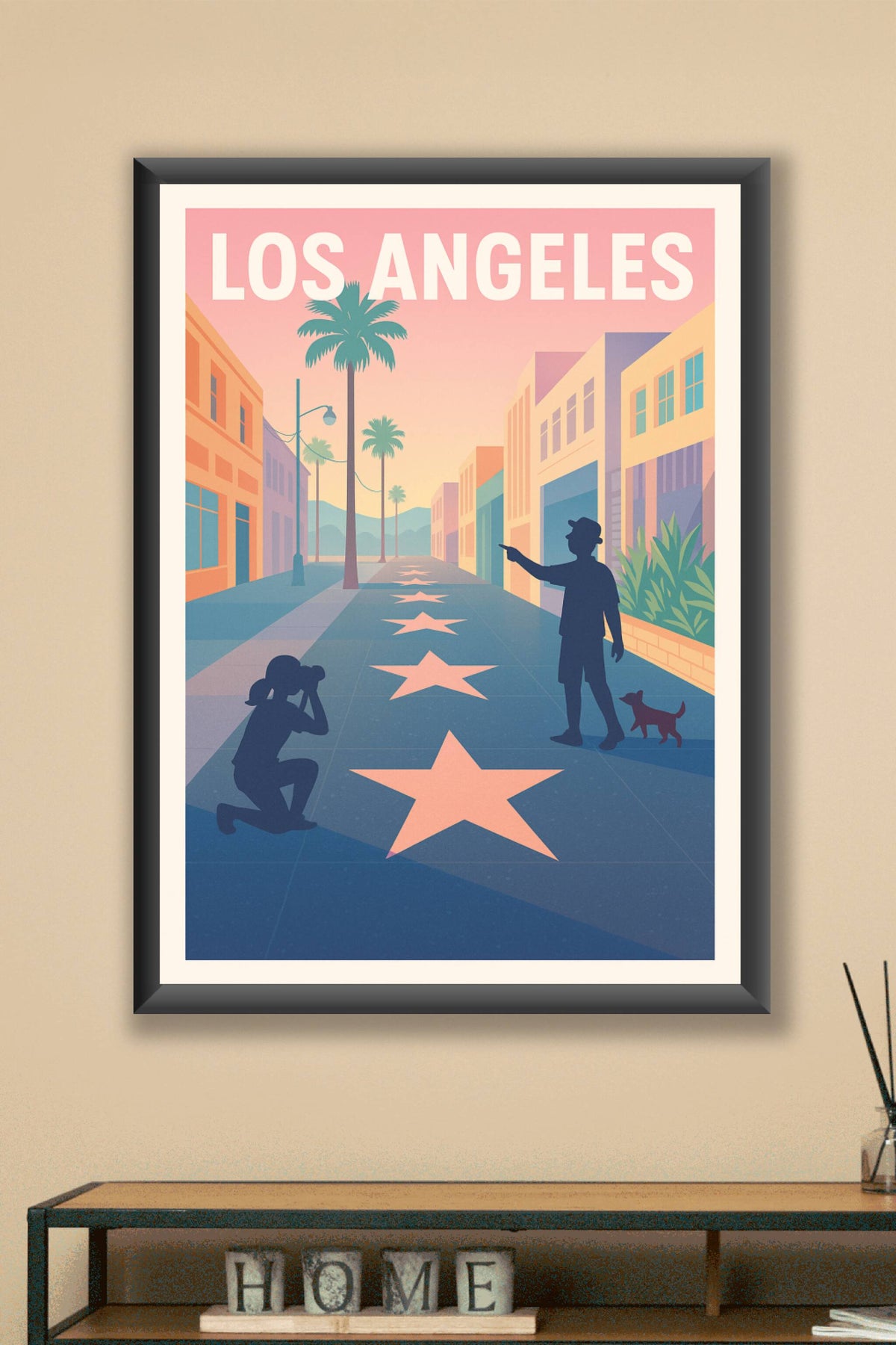 Affiche Los Angeles — Promenade sur le Walk of Fame au coucher du soleil · poster d'art de Los Angeles