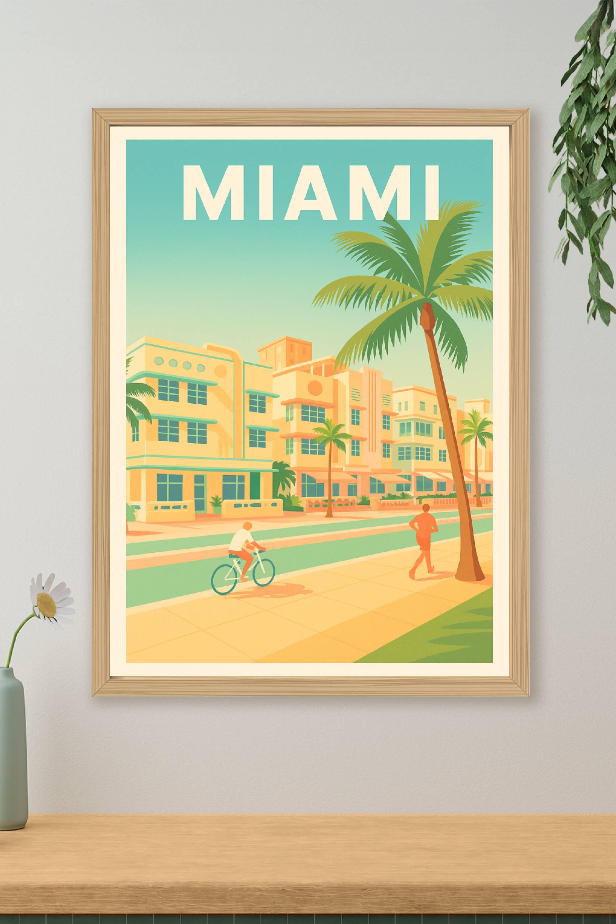 Affiche de Miami - L'élégance ensoleillée du style Art déco