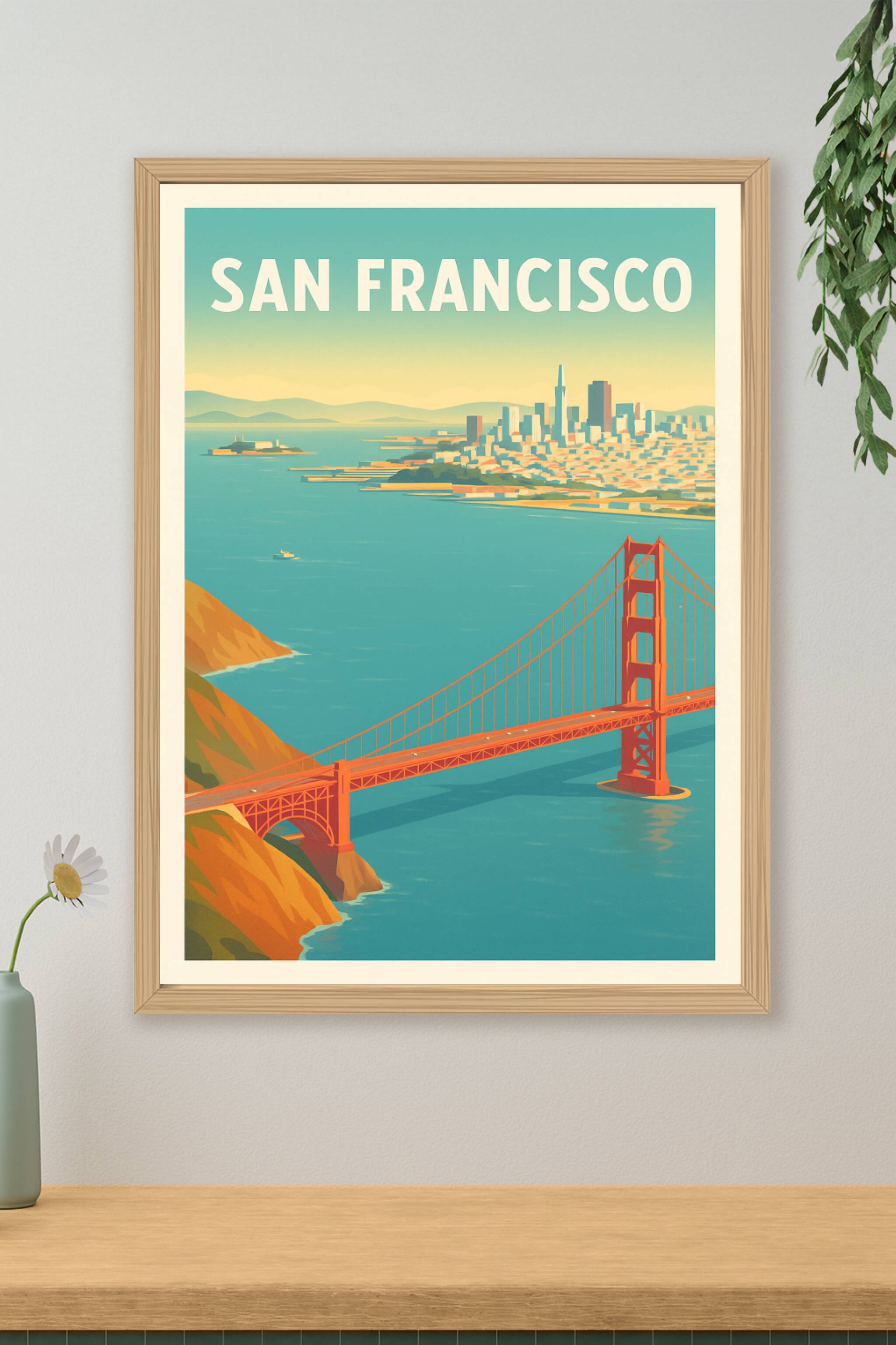 Affiche de San Francisco - L'icône du Golden Gate sous un ciel clair