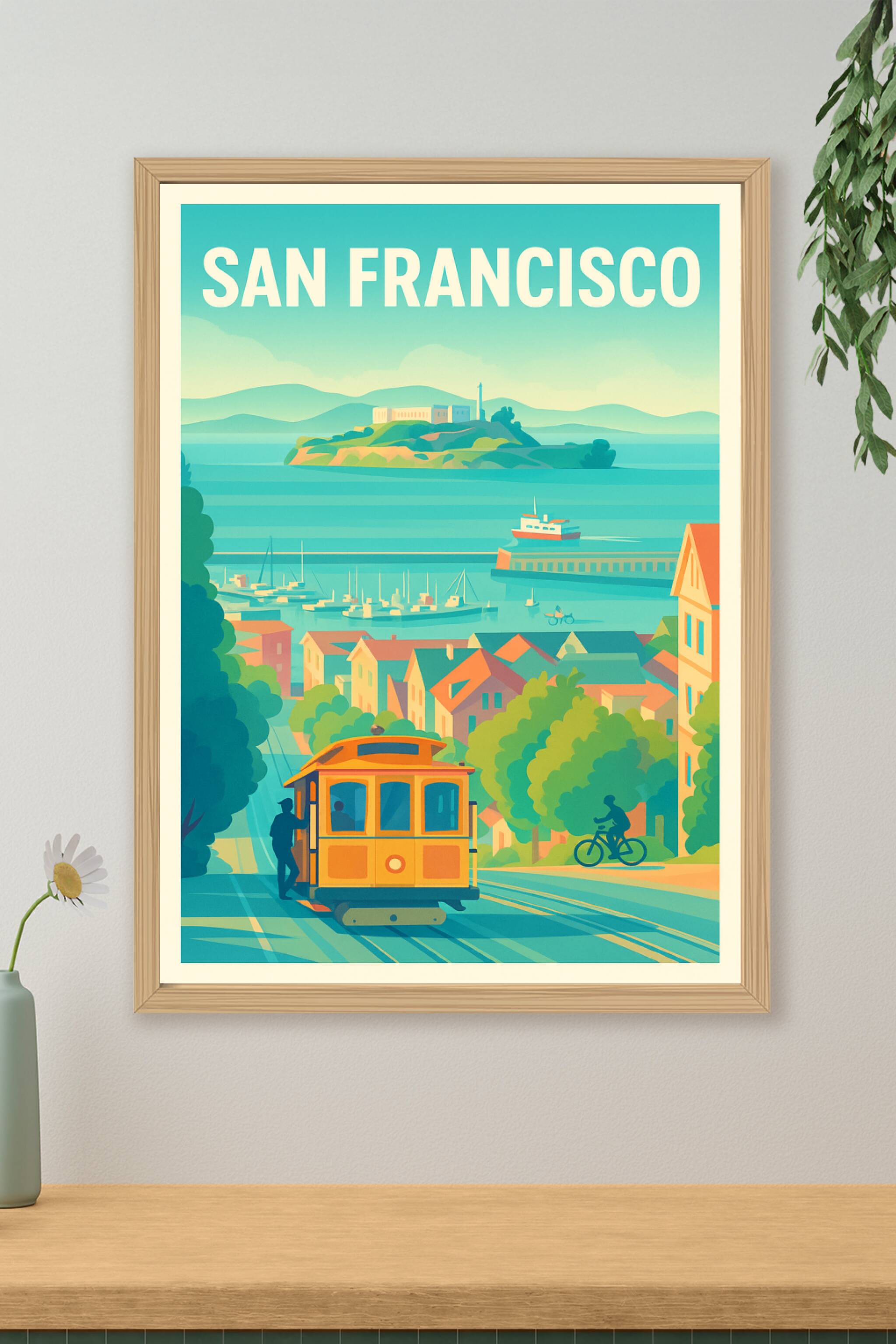 Affiche de San Francisco - L'authenticité du tramway en bord de baie