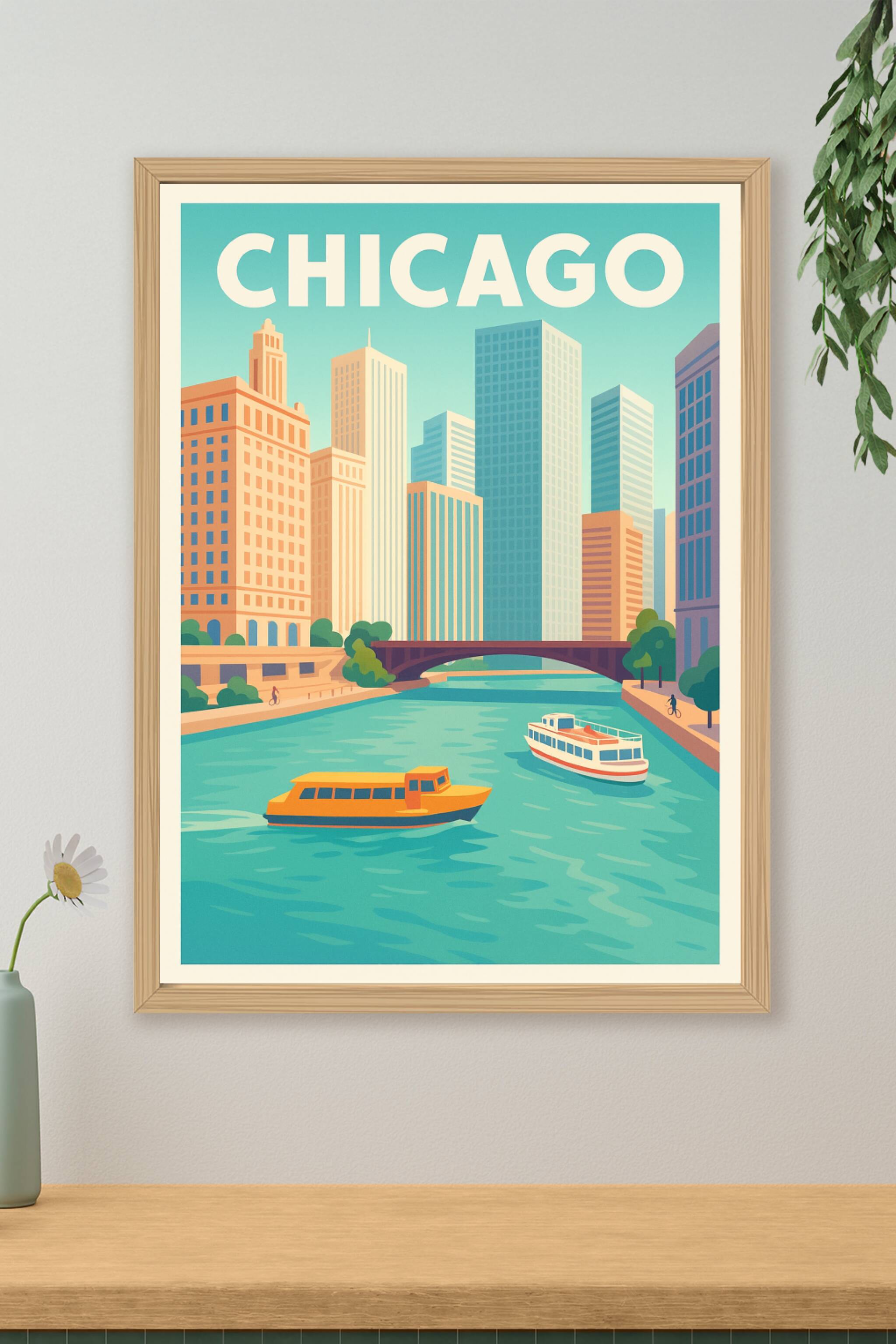Affiche de Chicago - Vibrations urbaines au fil de la rivière