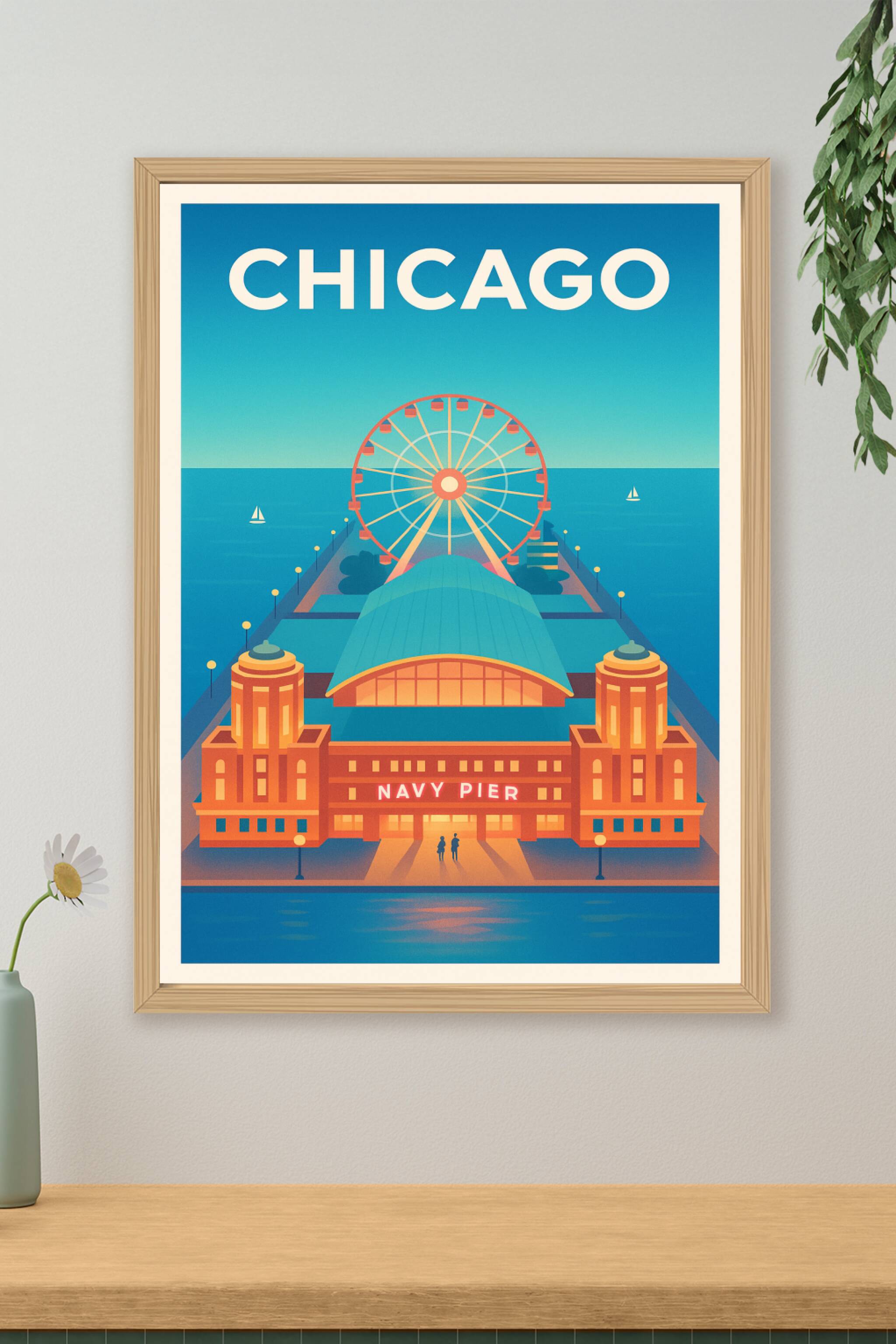 Affiche de Chicago - L'iconique Navy Pier en lumière