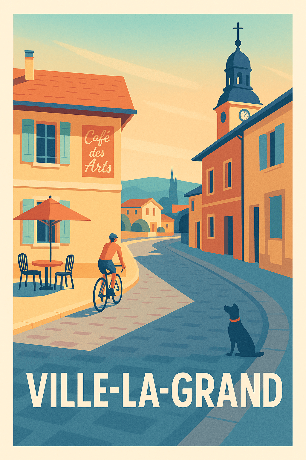 Affiche Ville-la-Grand — Promenade au rythme doux du village · poster d'art de Ville-la-Grand