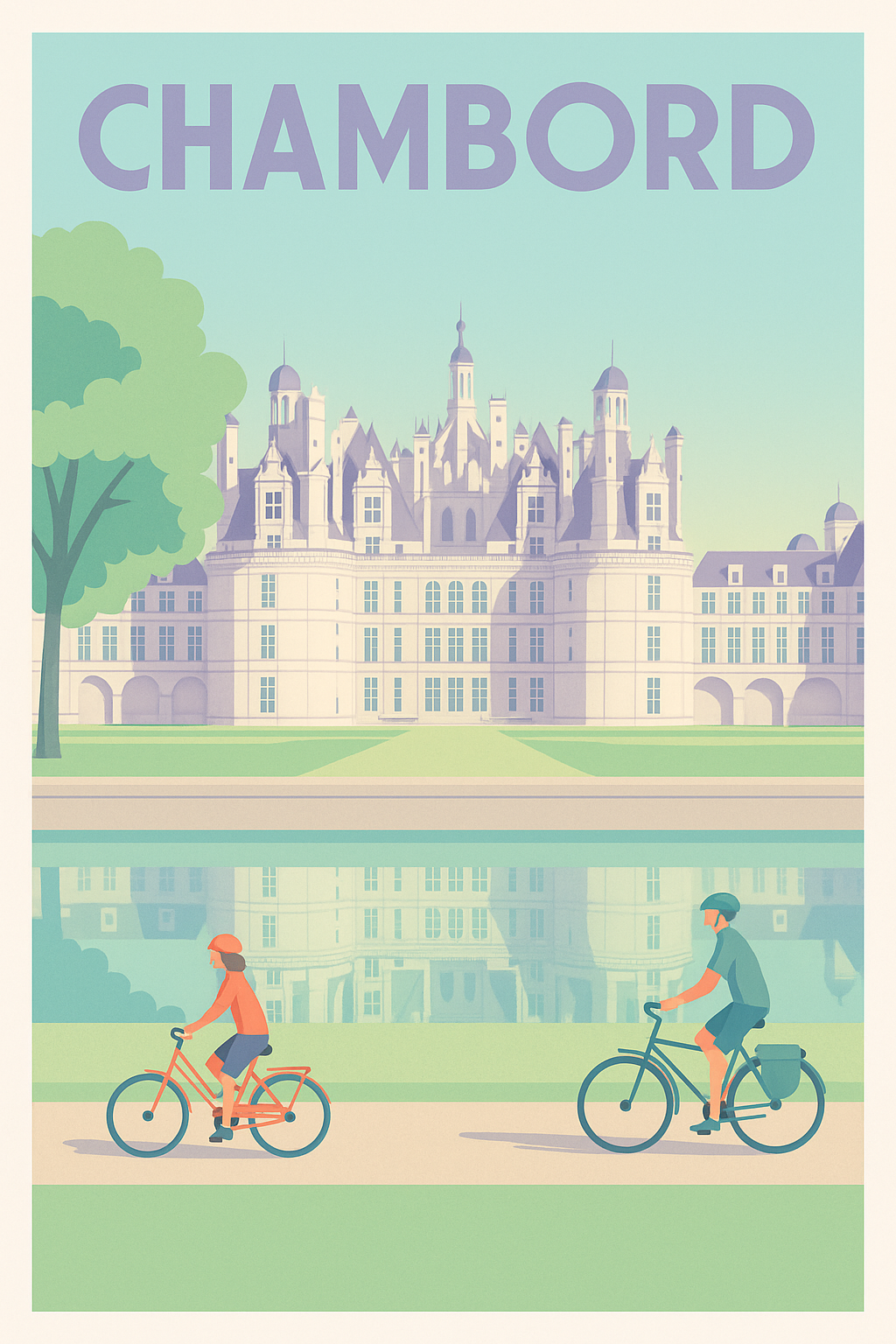 Affiche de Chambord - Charme et élégance à vélo