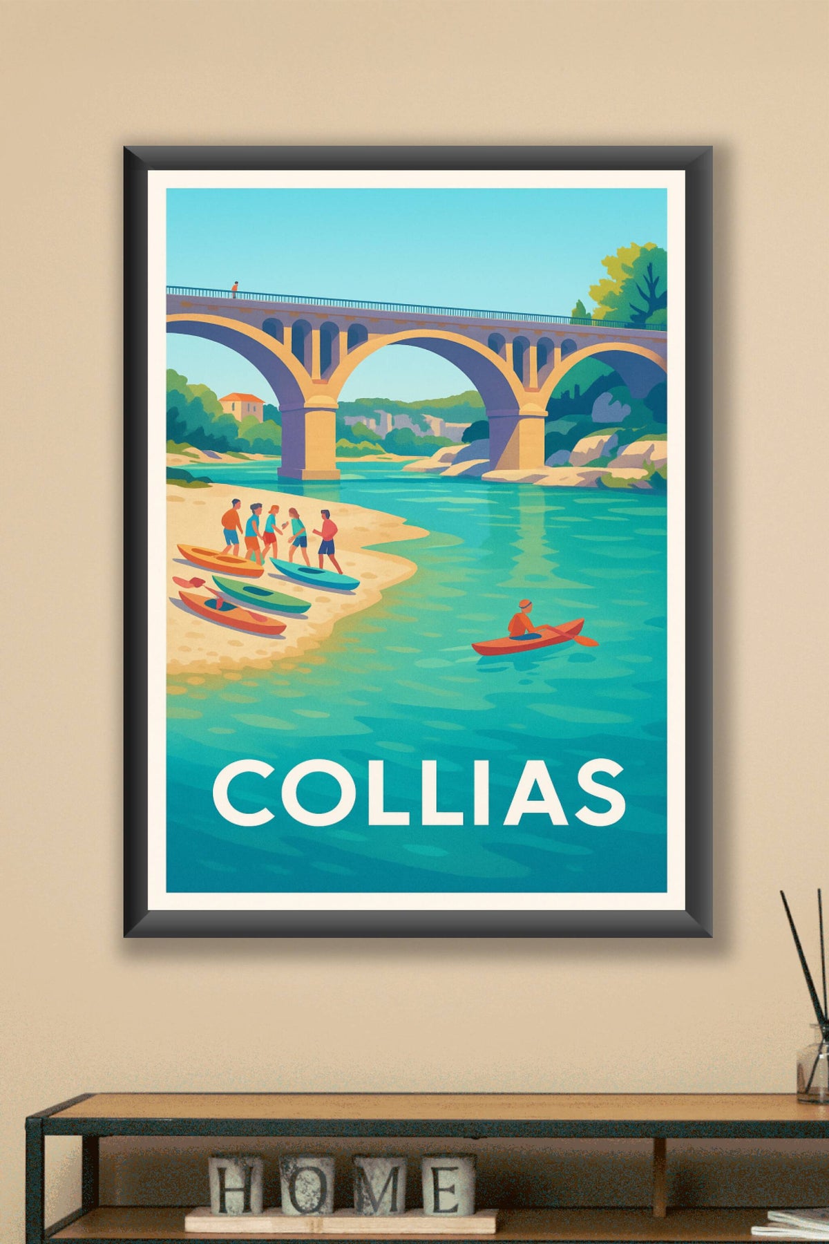 Affiche Collias — Entre nature et aventure au fil de l'eau · poster d'art de Collias