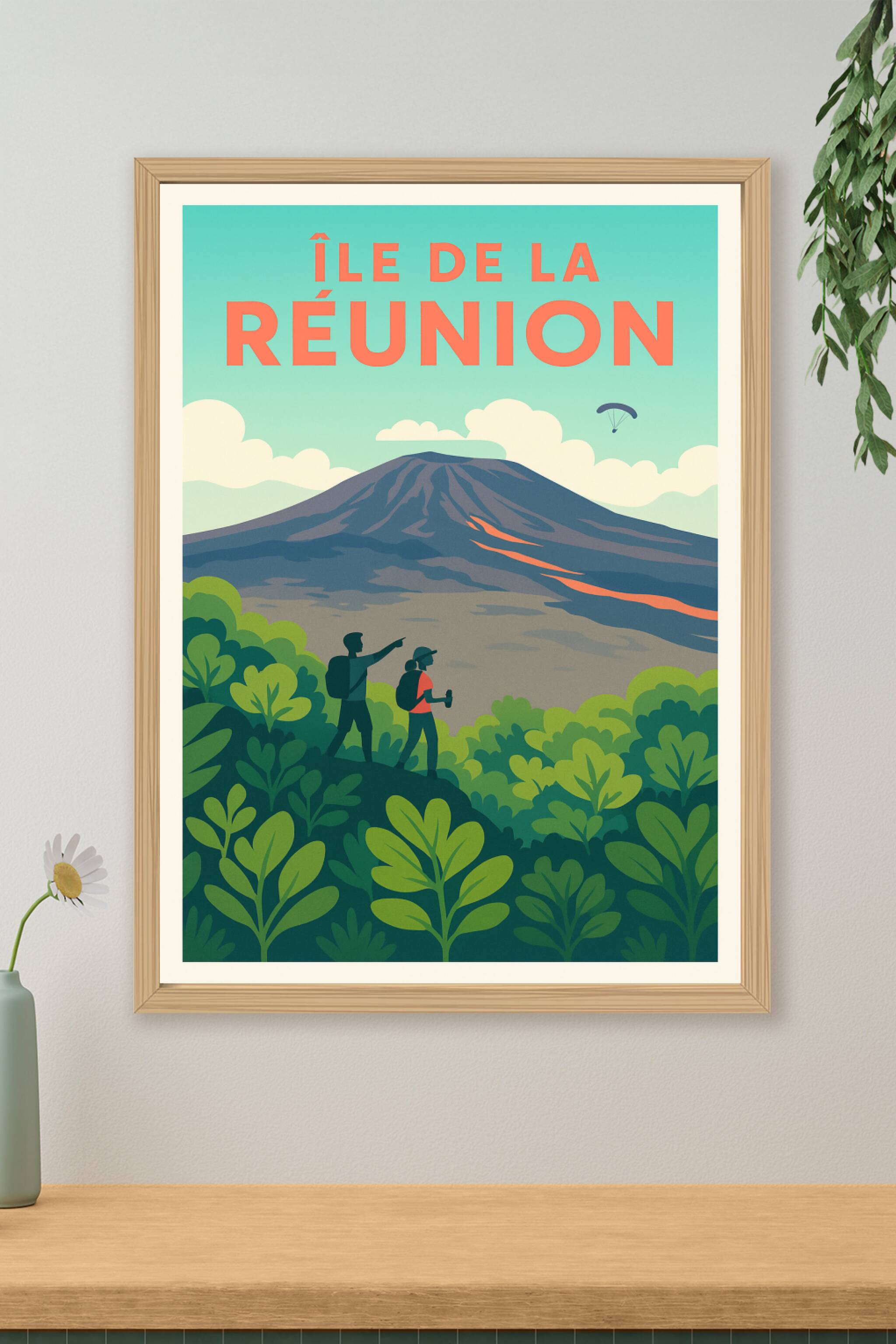 Affiche de Île de la Réunion - Aventure et nature au sommet du volcan