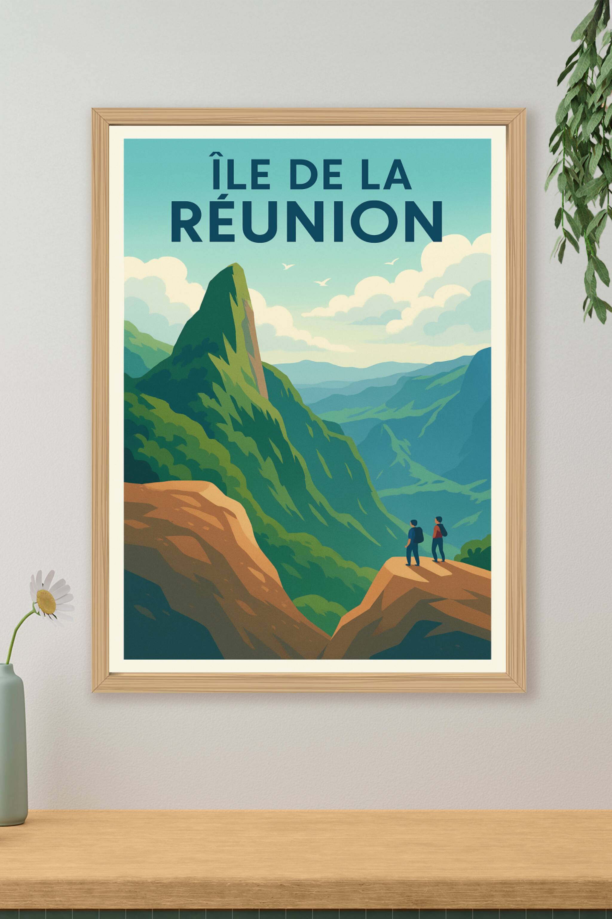 Affiche de Île de la Réunion - Évasion au sommet des montagnes