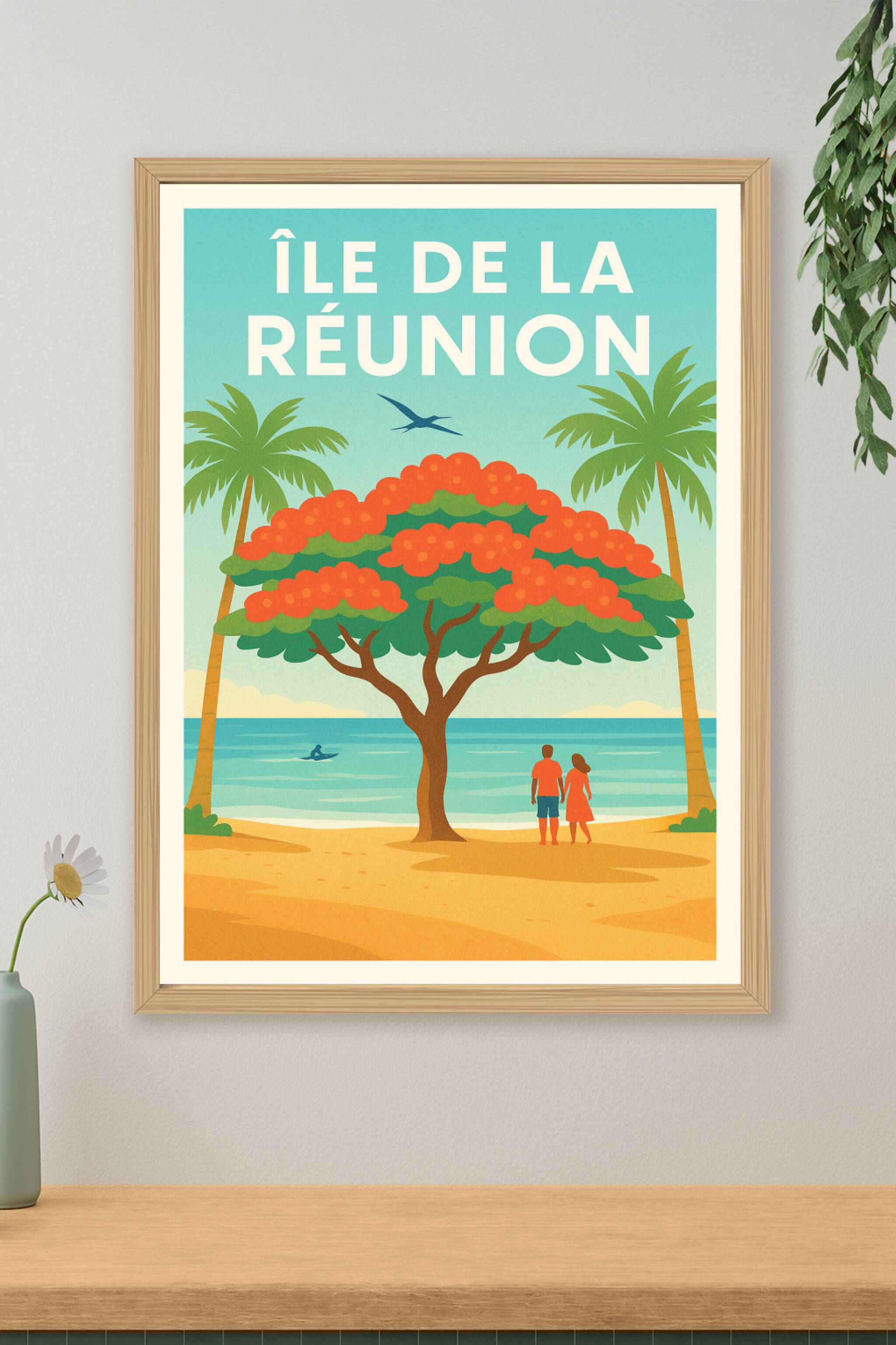 Affiche de Île de la Réunion - Évasion tropicale au bord de l'océan