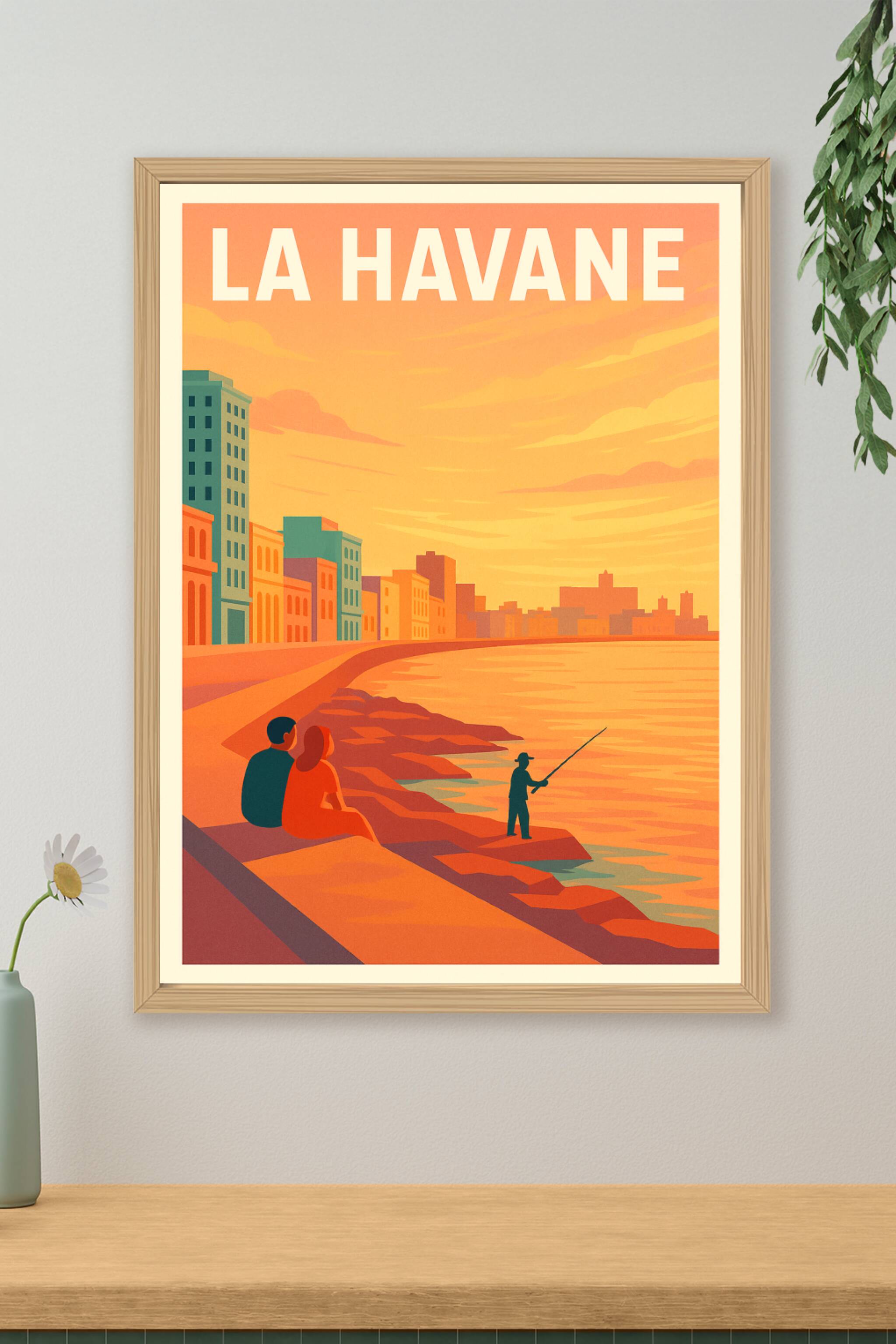 Affiche de La Havane - L'évasion au bord de l'eau au coucher du soleil