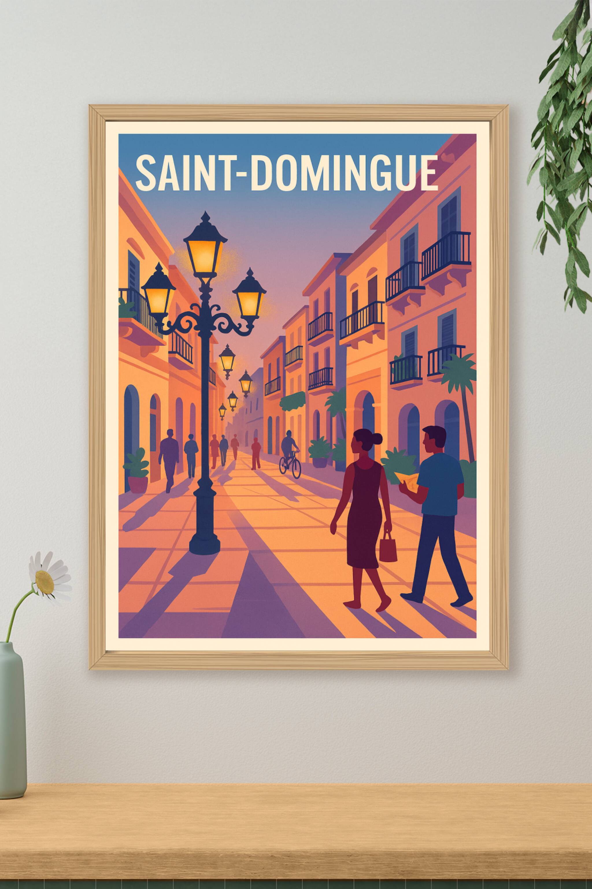 Affiche de Saint-Domingue - Promenade au crépuscule dans la vieille ville