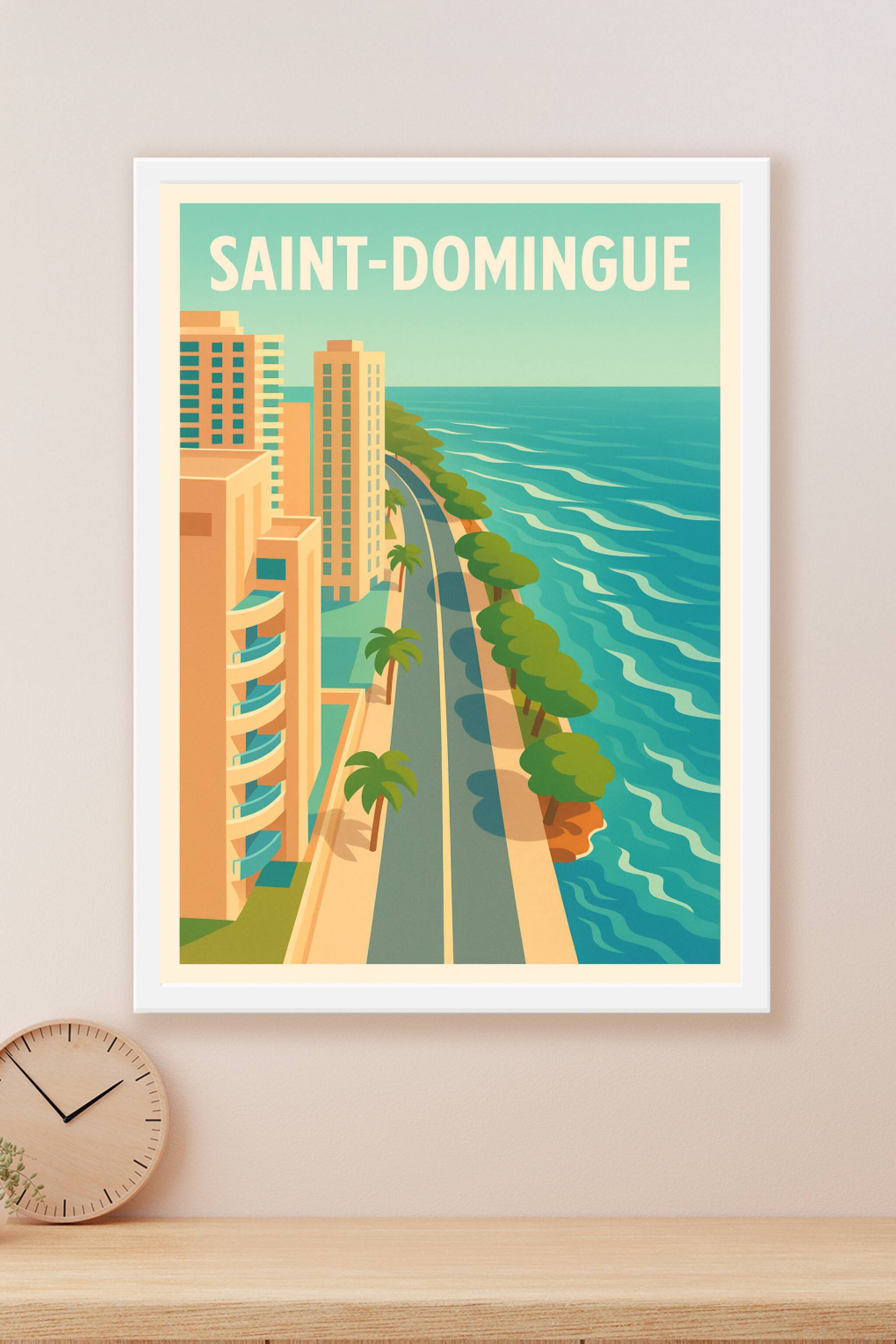 Affiche Saint-Domingue — Échappée balnéaire colorée · poster d'art de Saint-Domingue