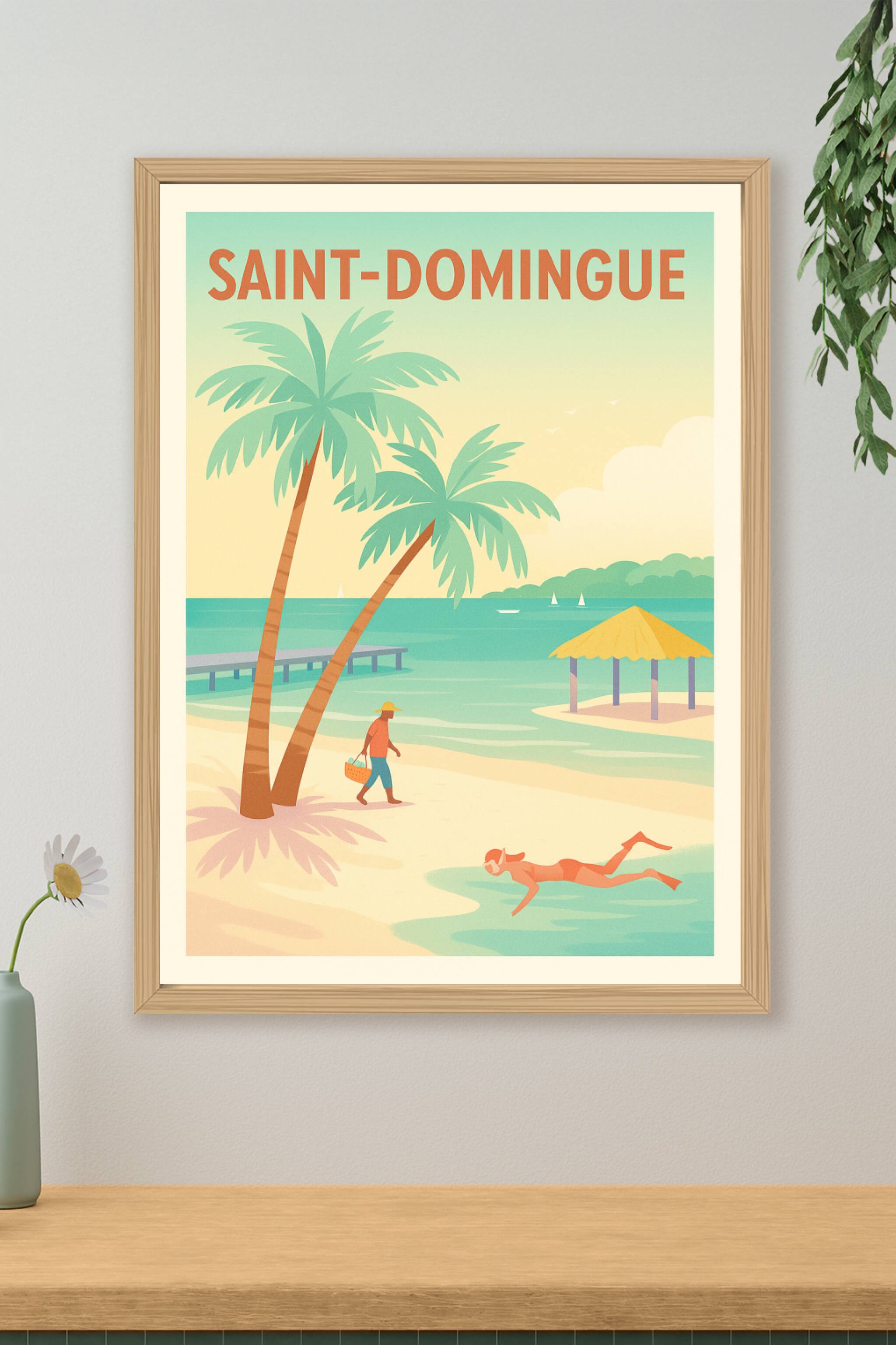 Affiche de Saint-Domingue - Évasion tropicale au bord de l'eau