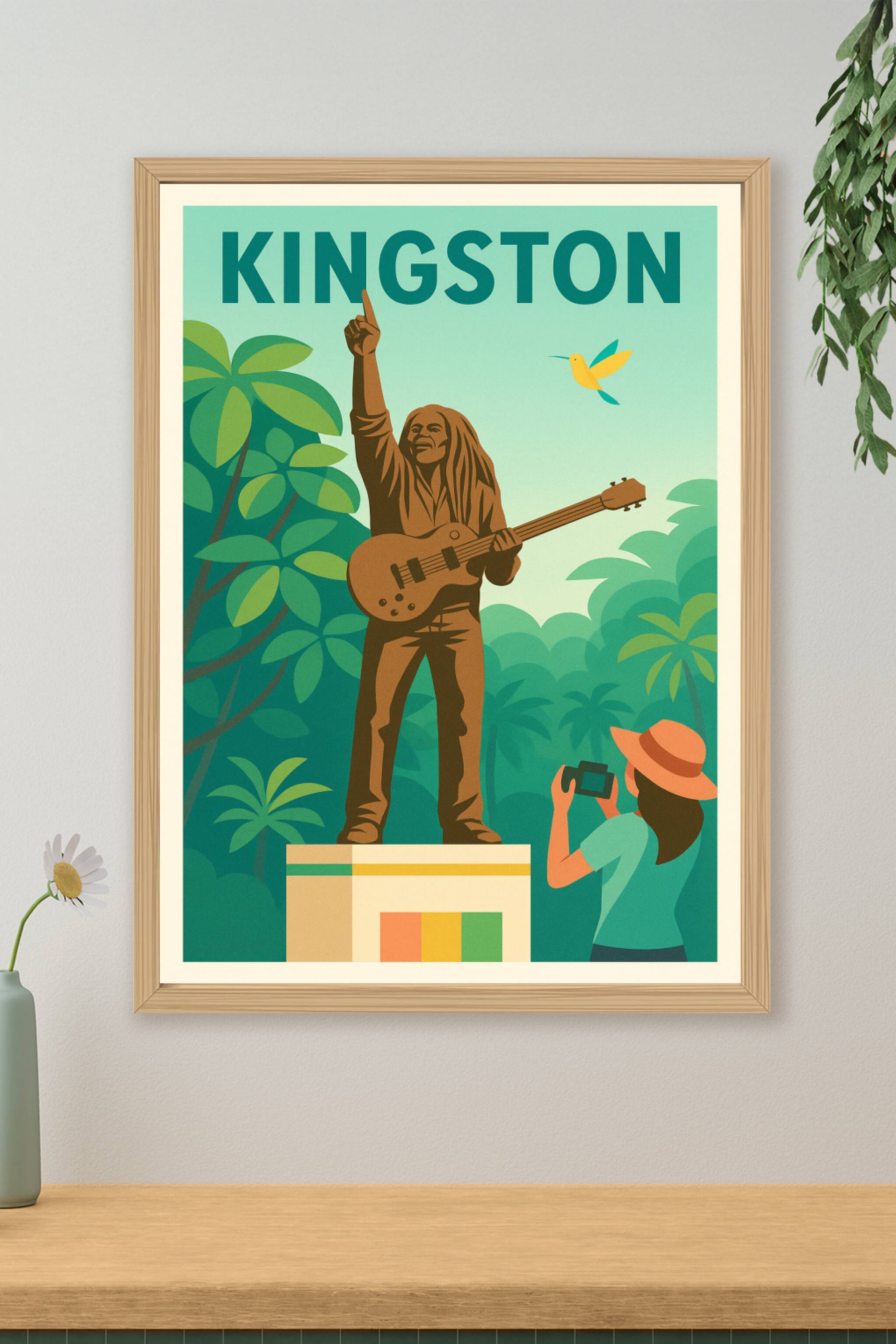 Affiche de Kingston - Vibrations jamaïcaines en hommage à Bob Marley