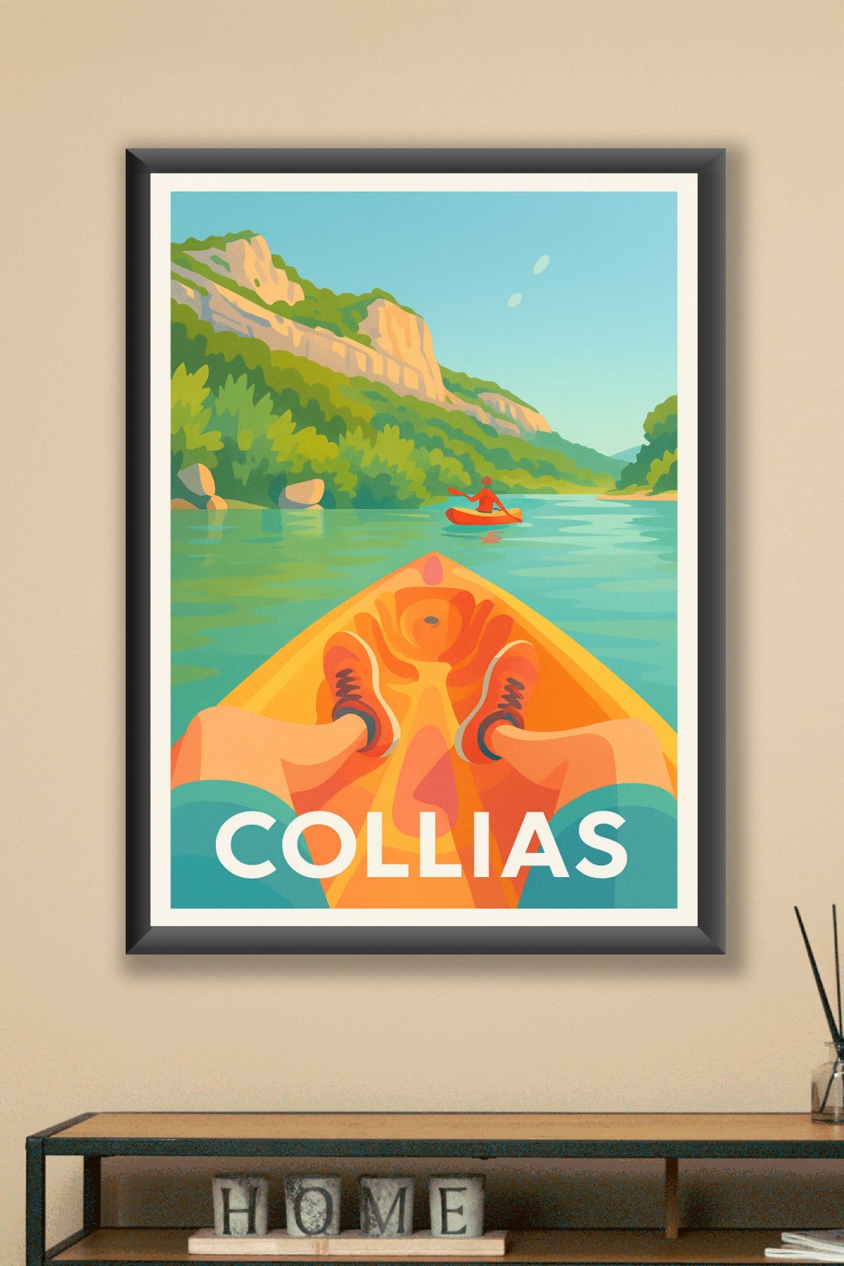 Affiche Collias — Évasion en kayak au fil de l'eau · poster d'art de Collias