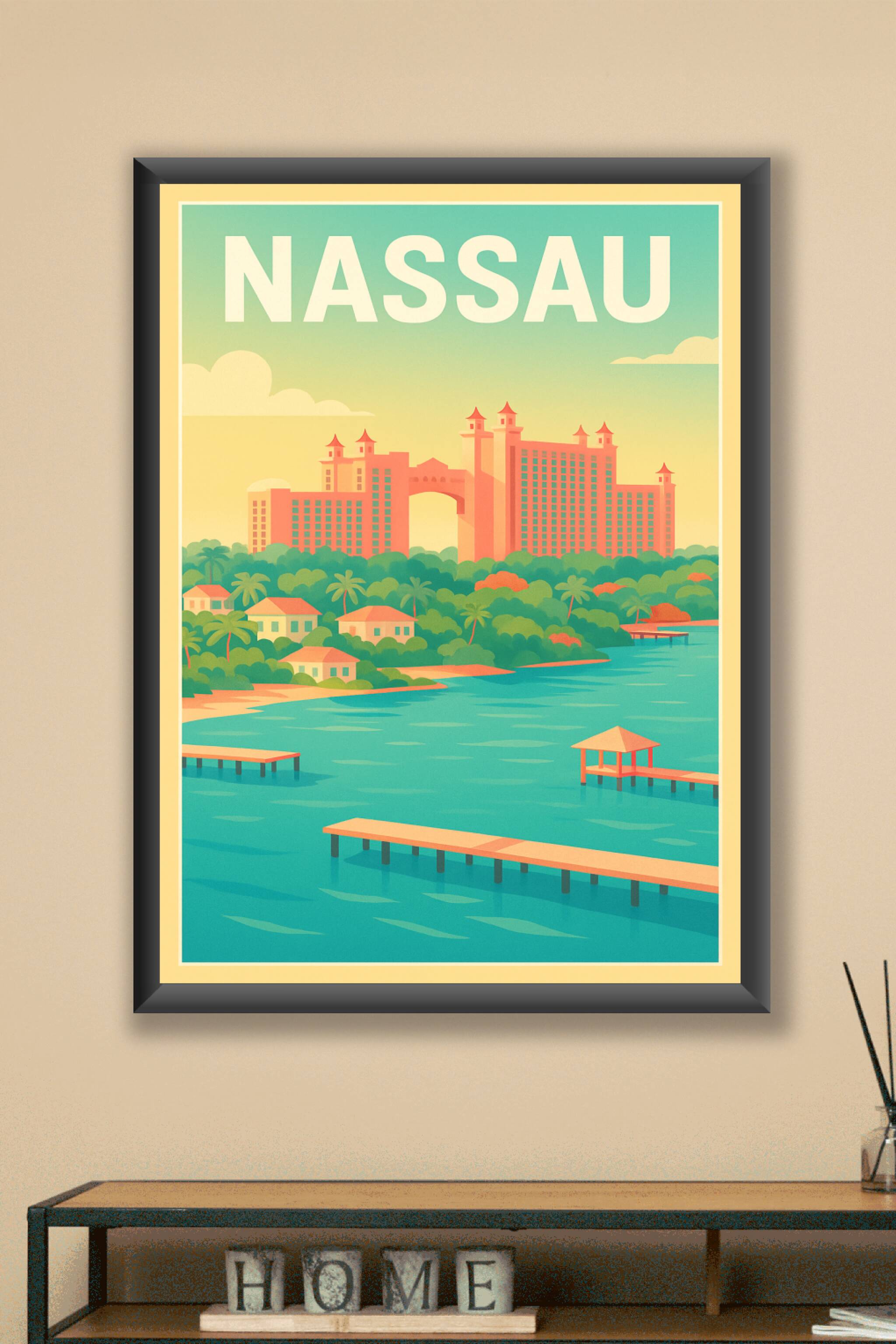 Affiche Nassau — Évasion tropicale en vision vintage · poster d'art de Nassau