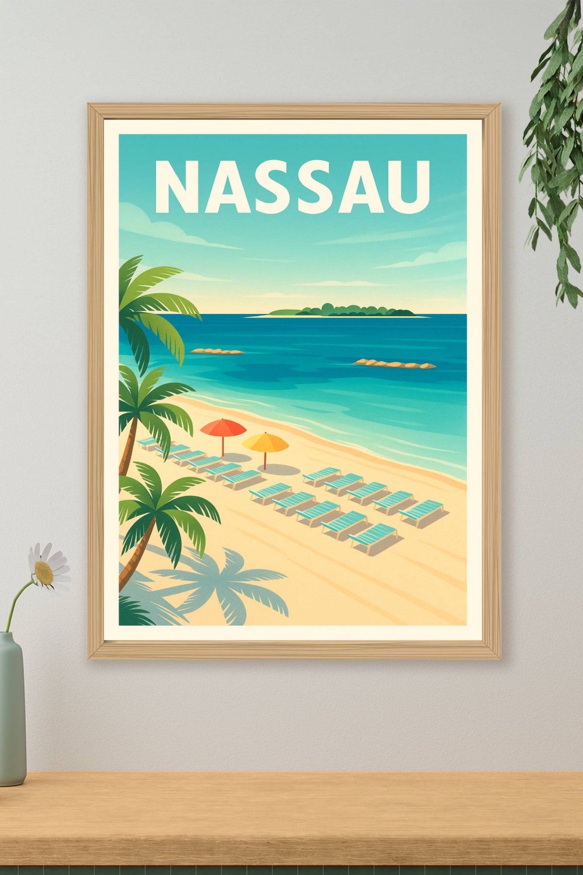 Affiche Nassau — Évasion tropicale sur la plage · poster d'art de Nassau