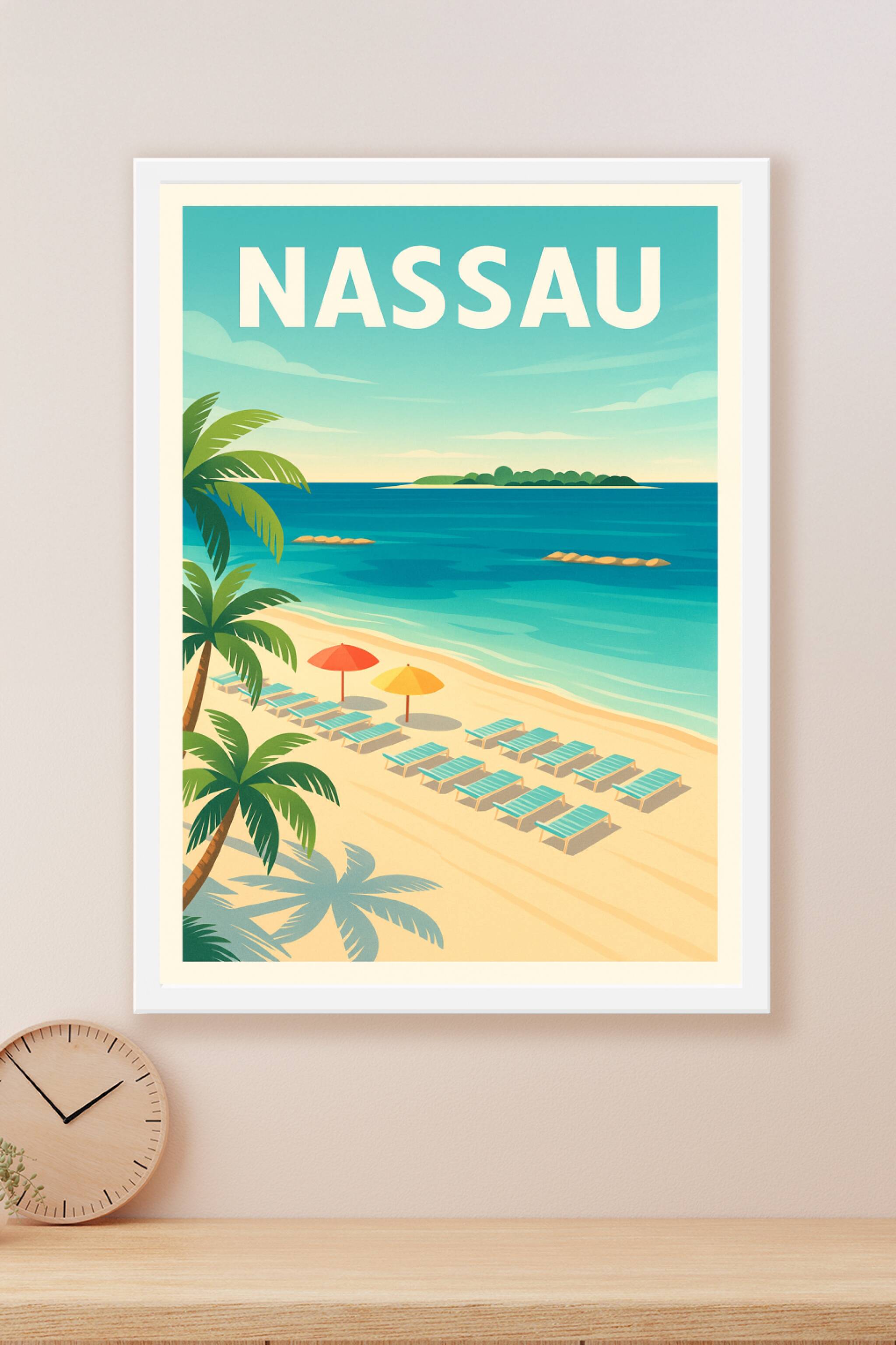 Affiche Nassau — Évasion tropicale sur la plage · poster d'art de Nassau