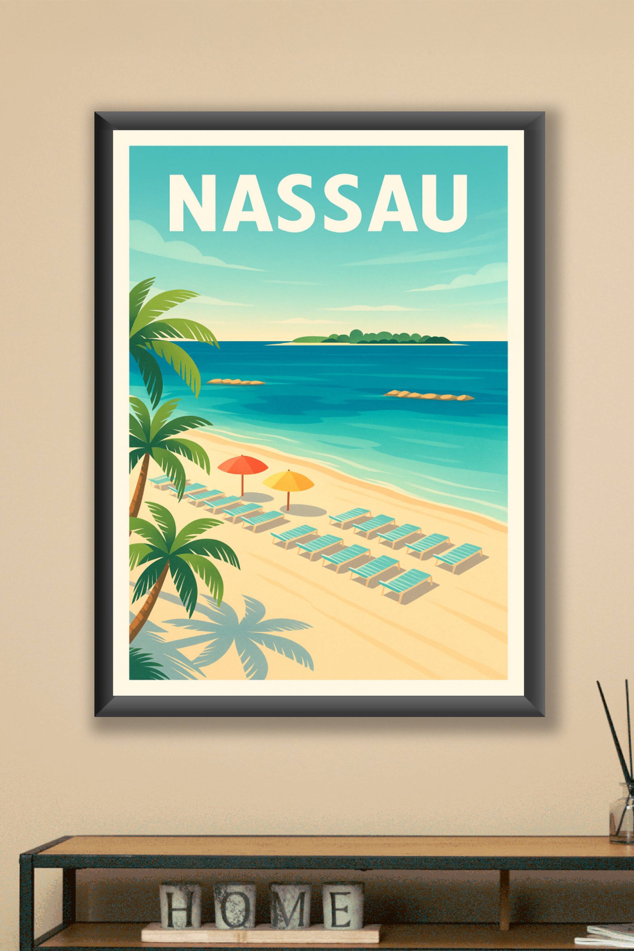 Affiche Nassau — Évasion tropicale sur la plage · poster d'art de Nassau