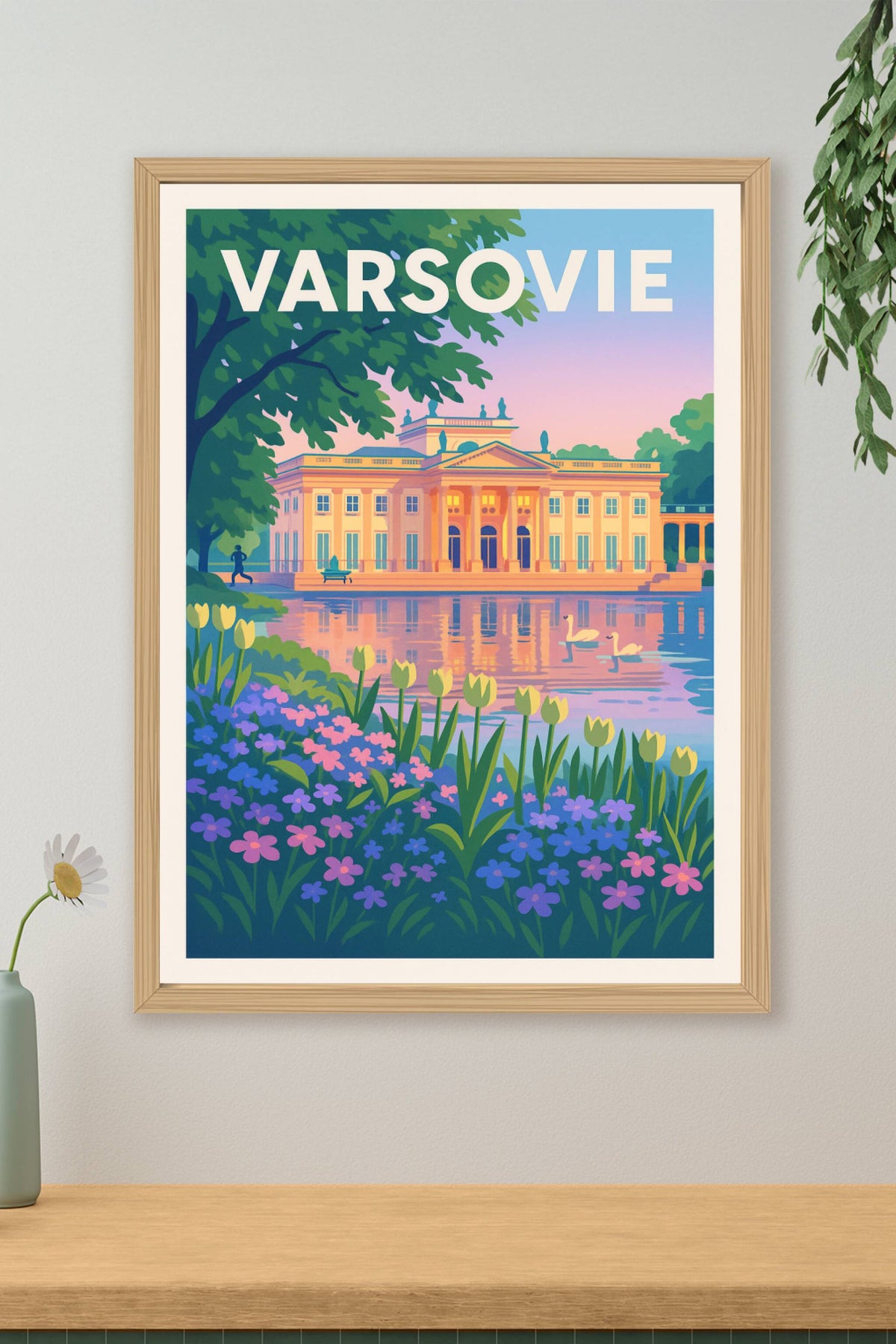 Affiche Varsovie — Harmonie et sérénité au Palais sur l'eau · poster d'art de Varsovie