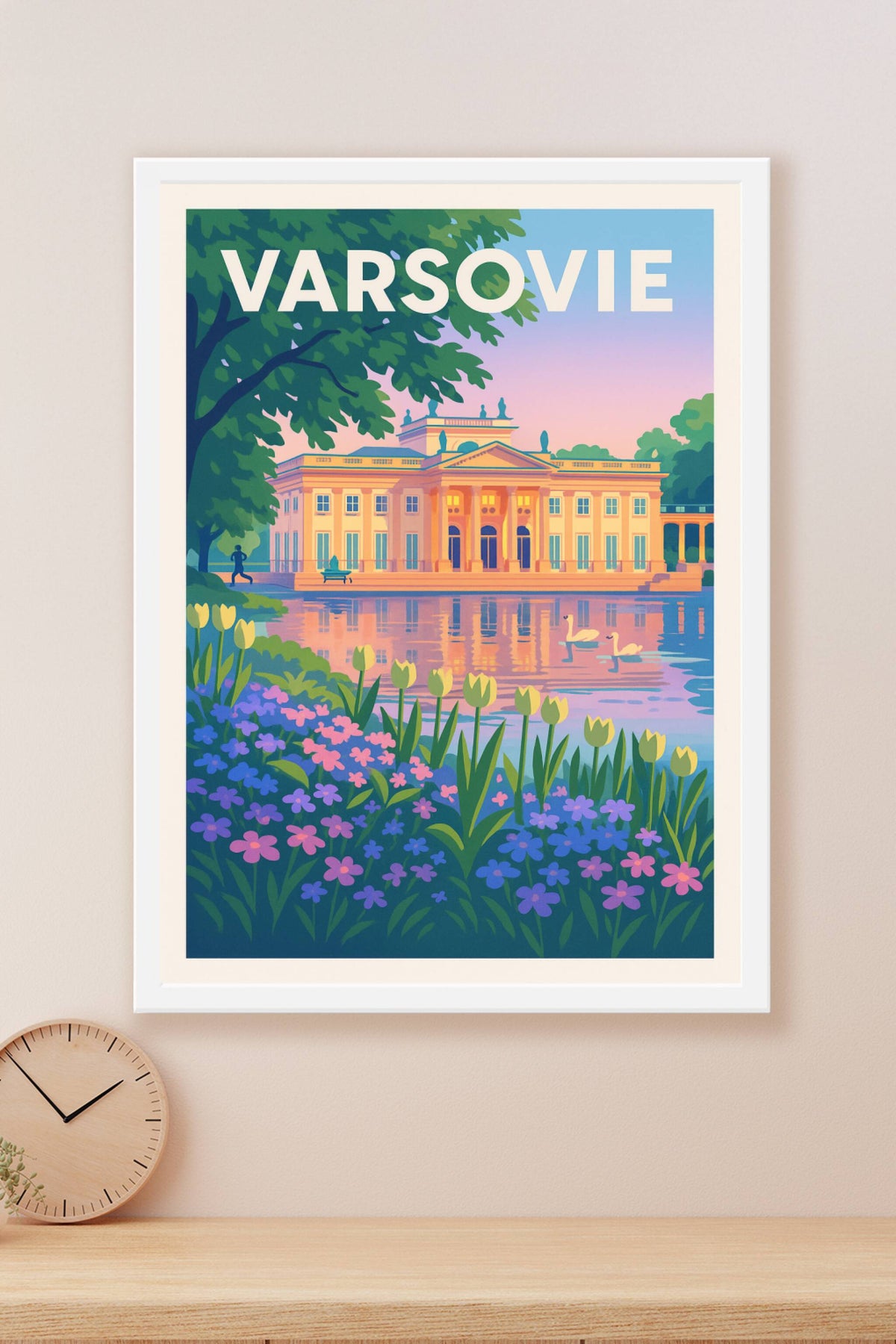 Affiche Varsovie — Harmonie et sérénité au Palais sur l'eau · poster d'art de Varsovie