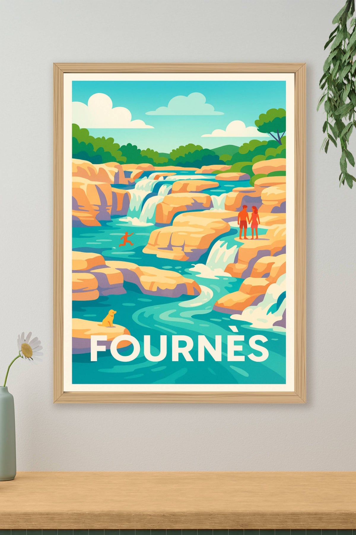 Affiche Fournès — Évasion et nature en cascade · poster d'art de Fournès