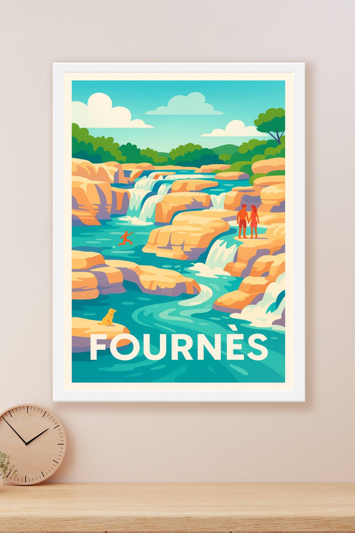 Affiche Fournès — Évasion et nature en cascade · poster d'art de Fournès