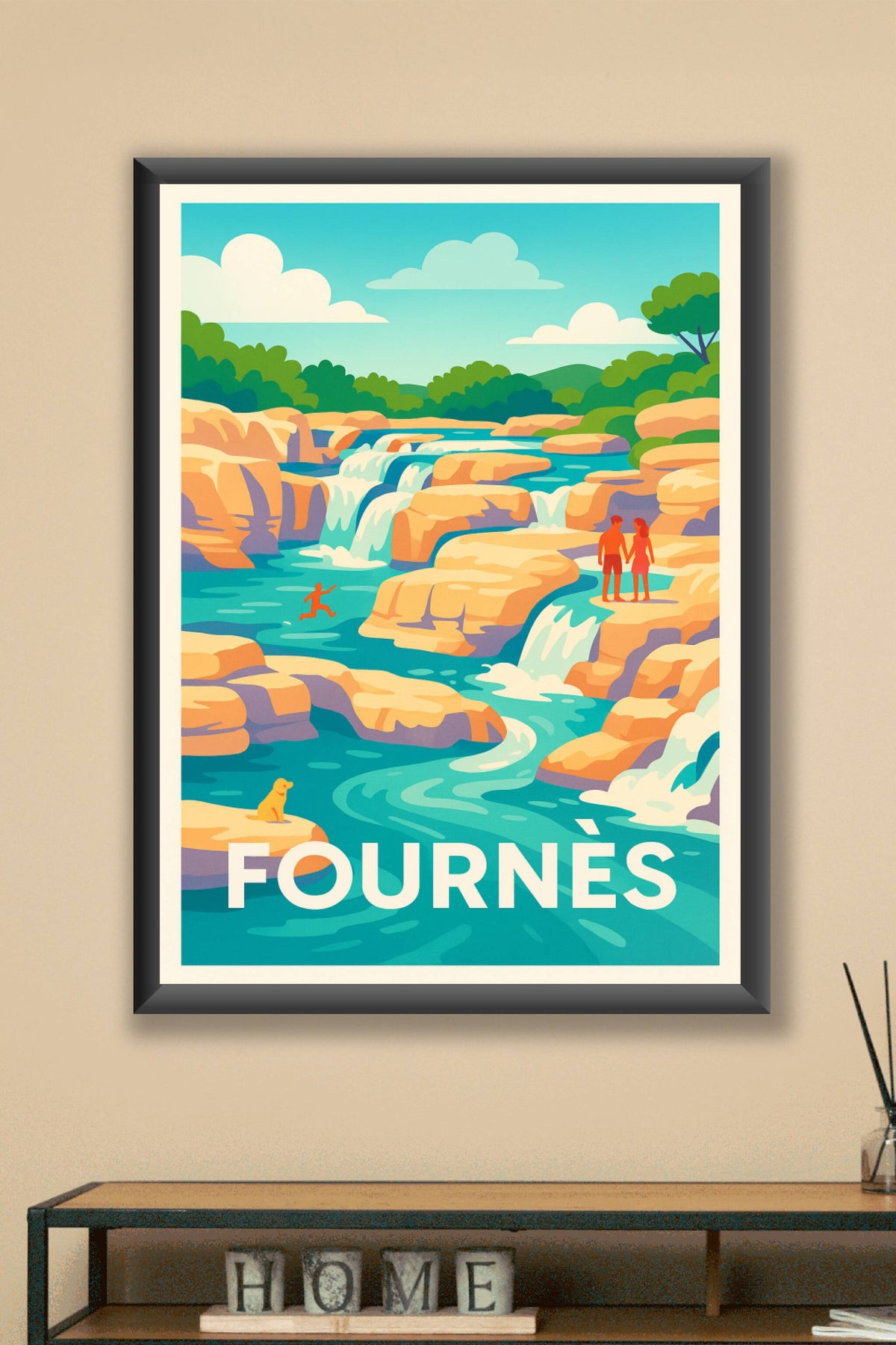 Affiche Fournès — Évasion et nature en cascade · poster d'art de Fournès