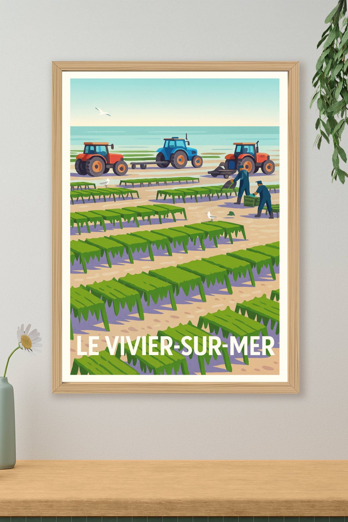 Affiche Le Vivier-sur-Mer — L'authenticité des parcs à huîtres · poster d'art de Le Vivier-sur-Mer