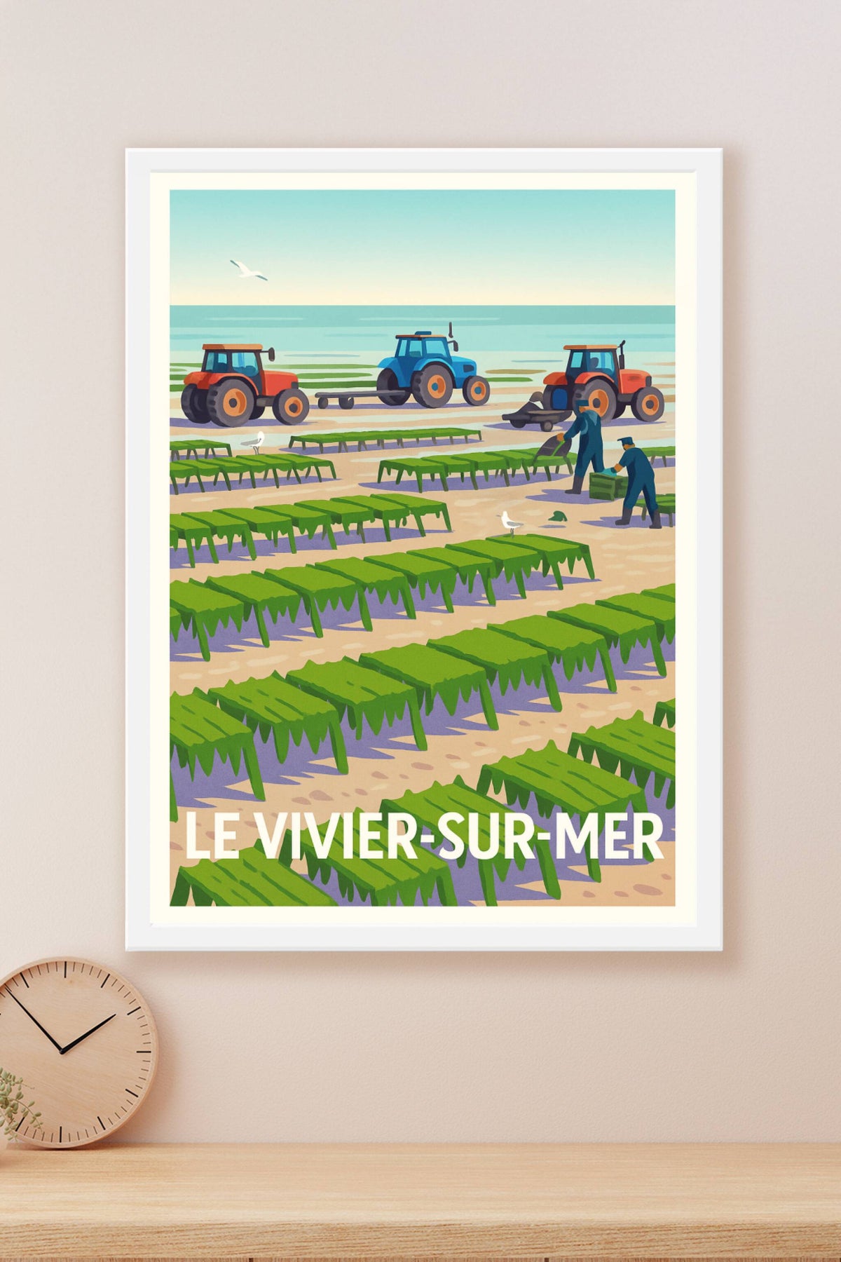 Affiche Le Vivier-sur-Mer — L'authenticité des parcs à huîtres · poster d'art de Le Vivier-sur-Mer