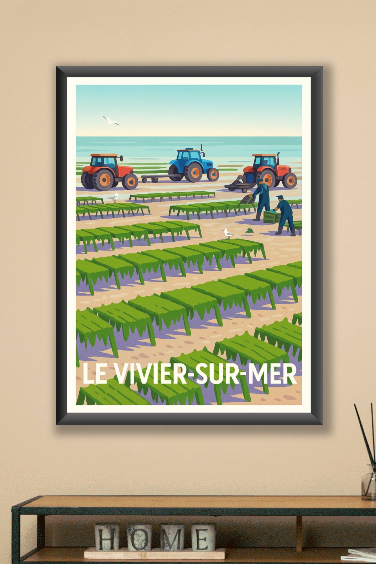 Affiche Le Vivier-sur-Mer — L'authenticité des parcs à huîtres · poster d'art de Le Vivier-sur-Mer