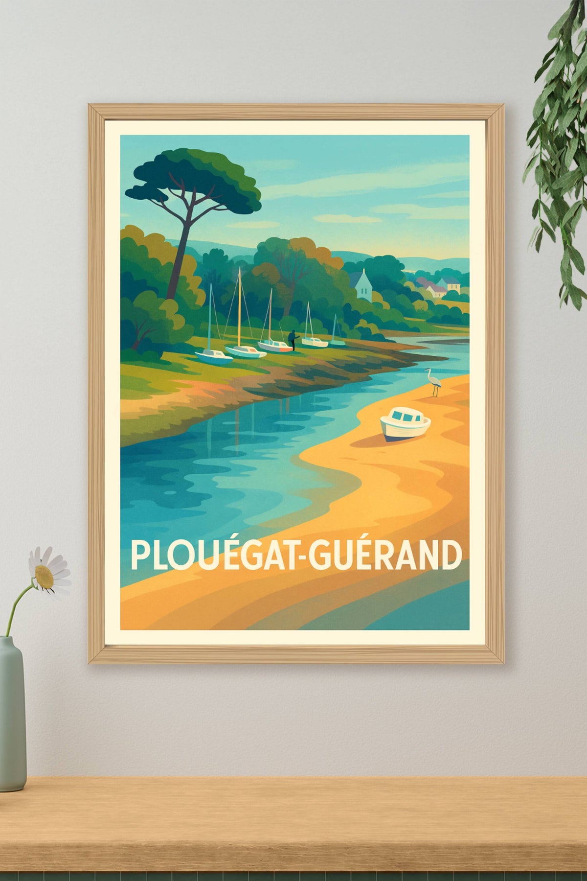 Affiche Plouégat-Guérand — Évasion au fil de l'eau · poster d'art de Plouégat-Guérand