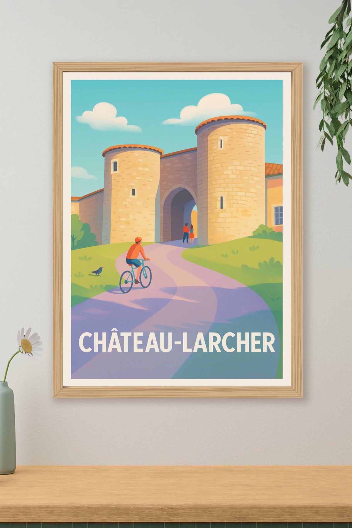 Affiche Château-Larcher — Découvrez le charme médiéval en douceur · poster d'art de Château-Larcher