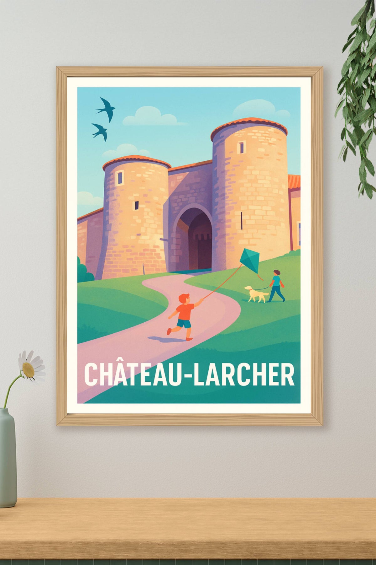 Affiche Château-Larcher — L'enchantement médiéval en illustration · poster d'art de Château-Larcher