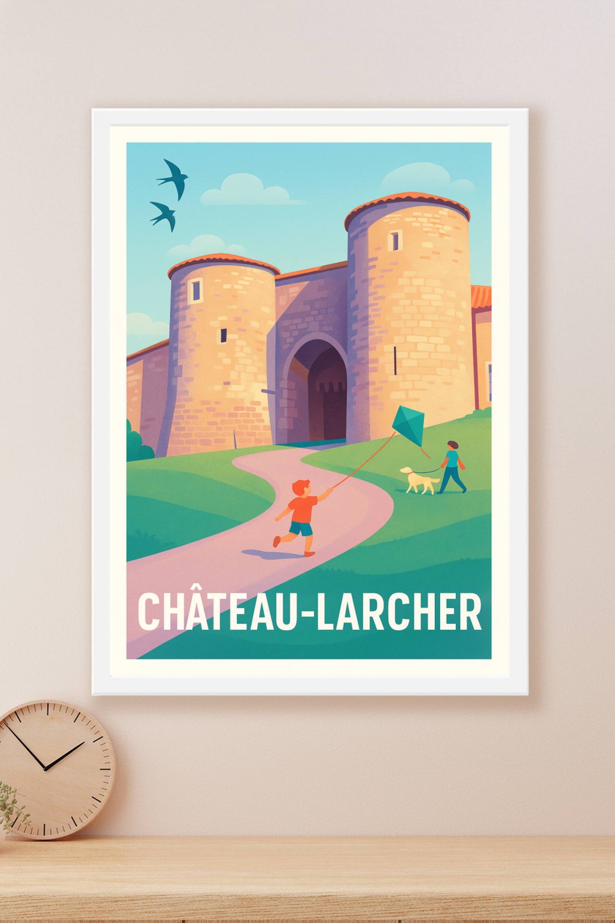 Affiche Château-Larcher — L'enchantement médiéval en illustration · poster d'art de Château-Larcher