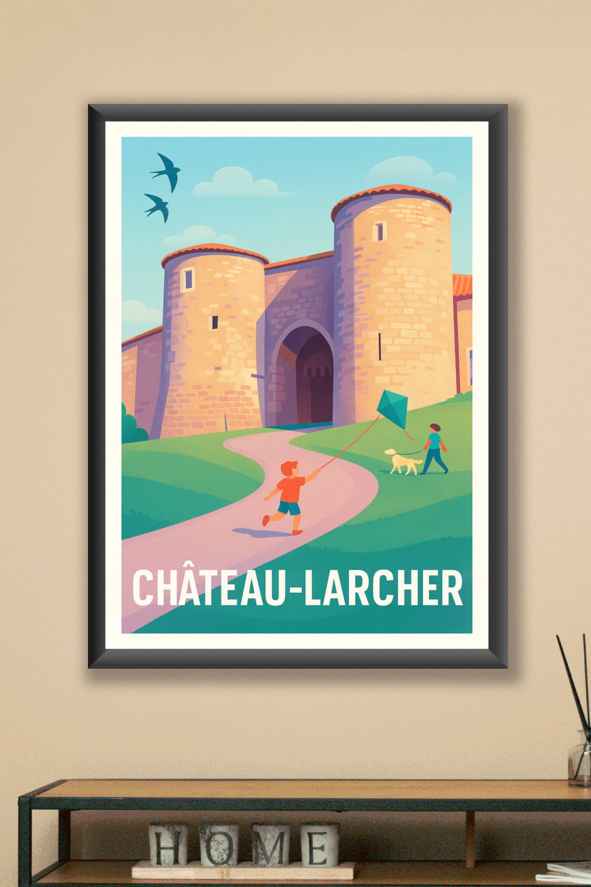Affiche Château-Larcher — L'enchantement médiéval en illustration · poster d'art de Château-Larcher